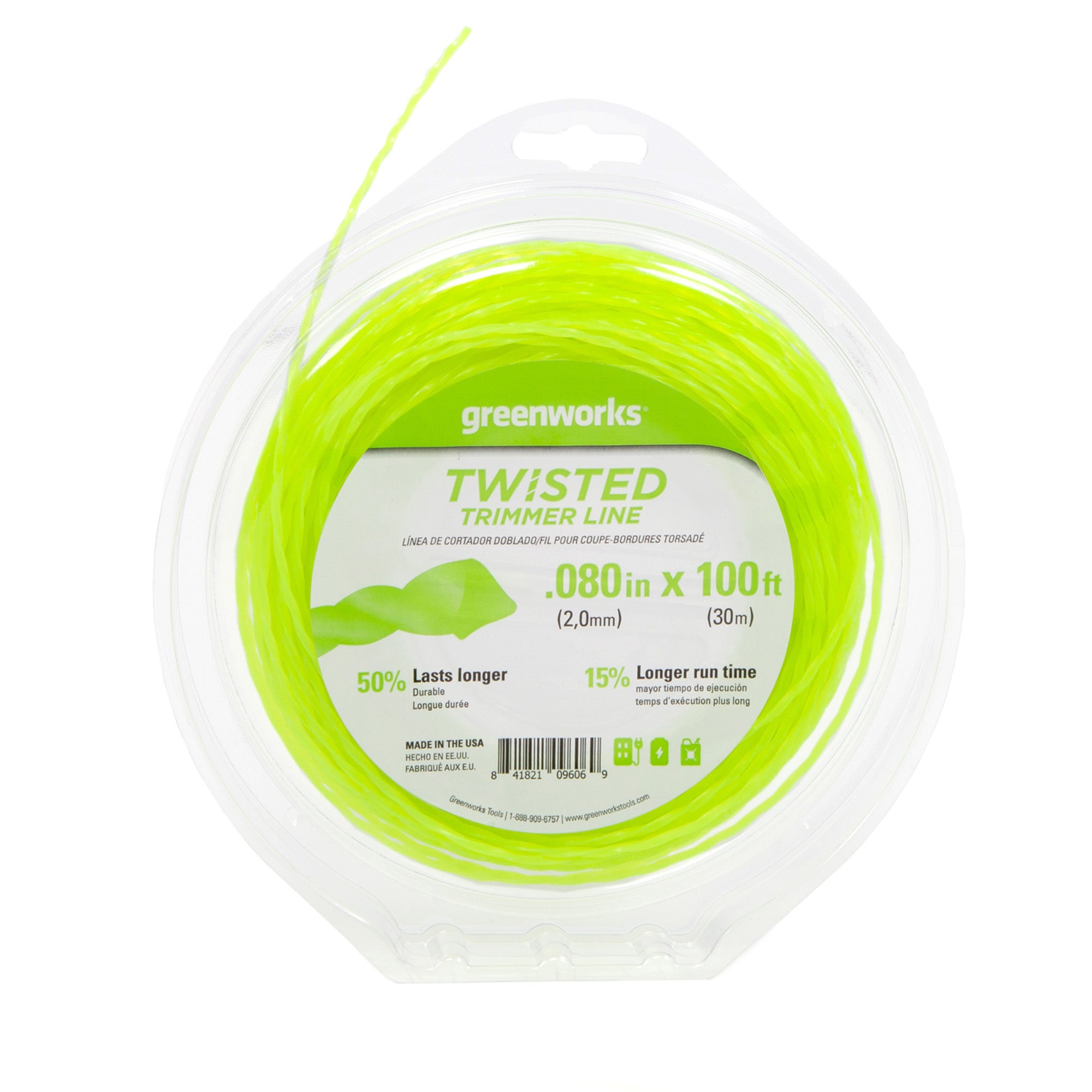 .080 Ultra Twisted String Trimmer Line (100 Feet) - Heavy Duty Weed Eater Replacement for Lawn Mower & Garden Maintenance