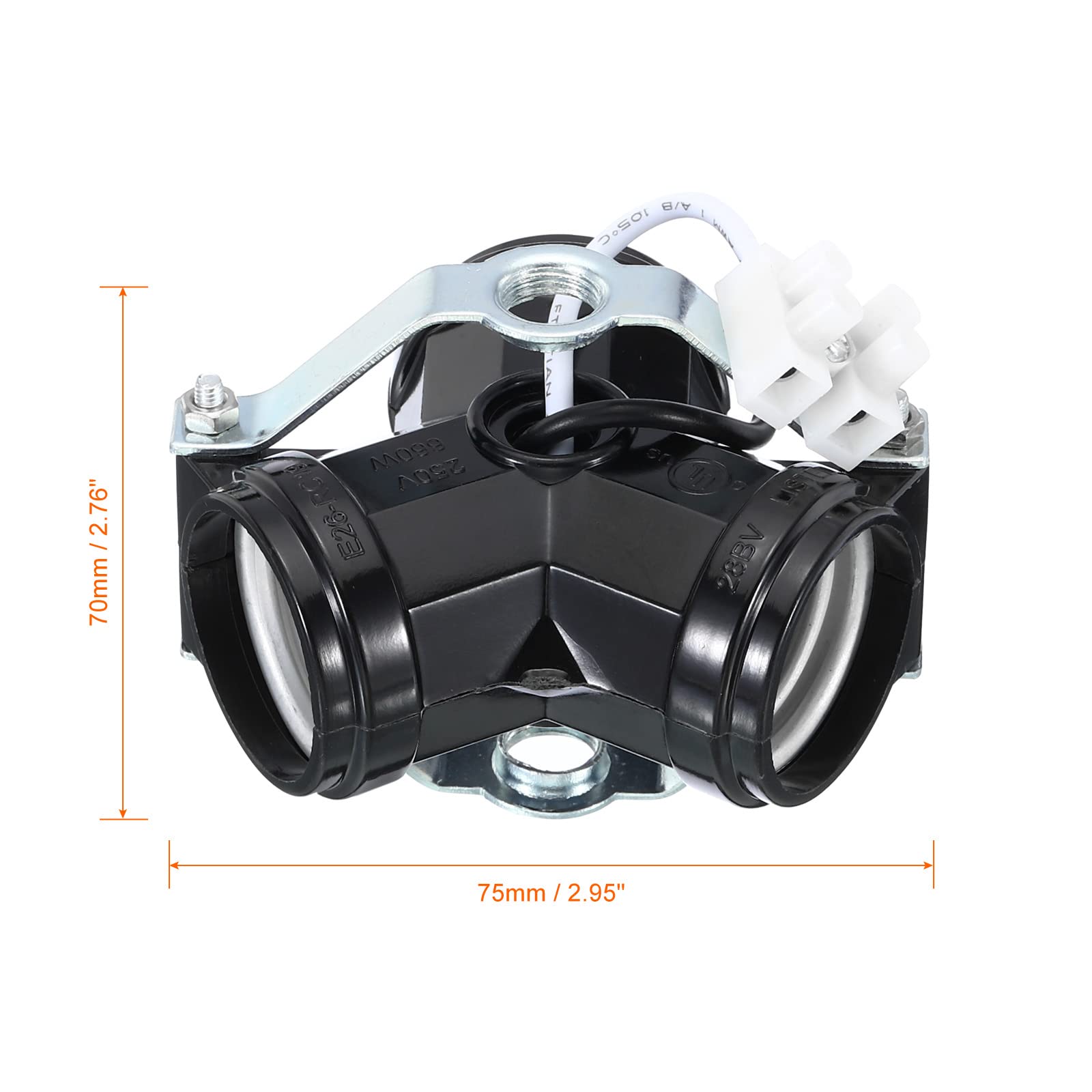 E27 Medium Base Bulb Socket with M10 Thread - 3 Light Lamp Holder with Bracket & Wiring for DIY Ceiling Lights | Perfect for Home Lighting Projects, Workshop Lamps & Creative DIY Fixtures