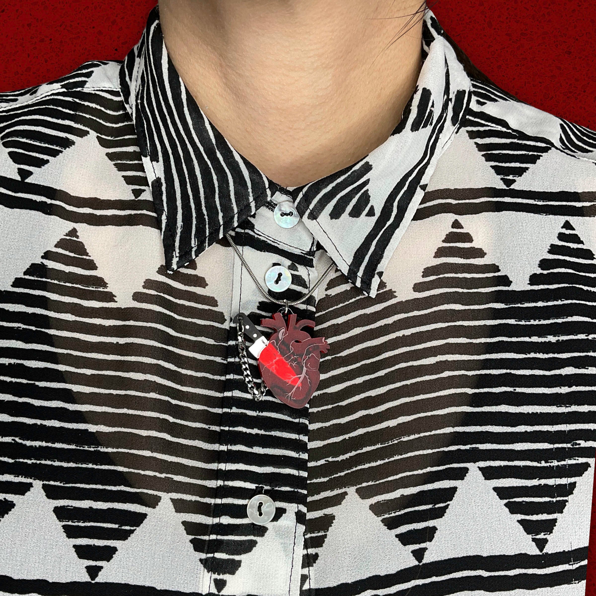 Chopped Heart Necklace - Unique Gothic Jewelry for Women, Stainless Steel Pendant with Adjustable Chain, Perfect for Valentine's Day Gifts, Gothic Fashion, and Alternative Style Accessories