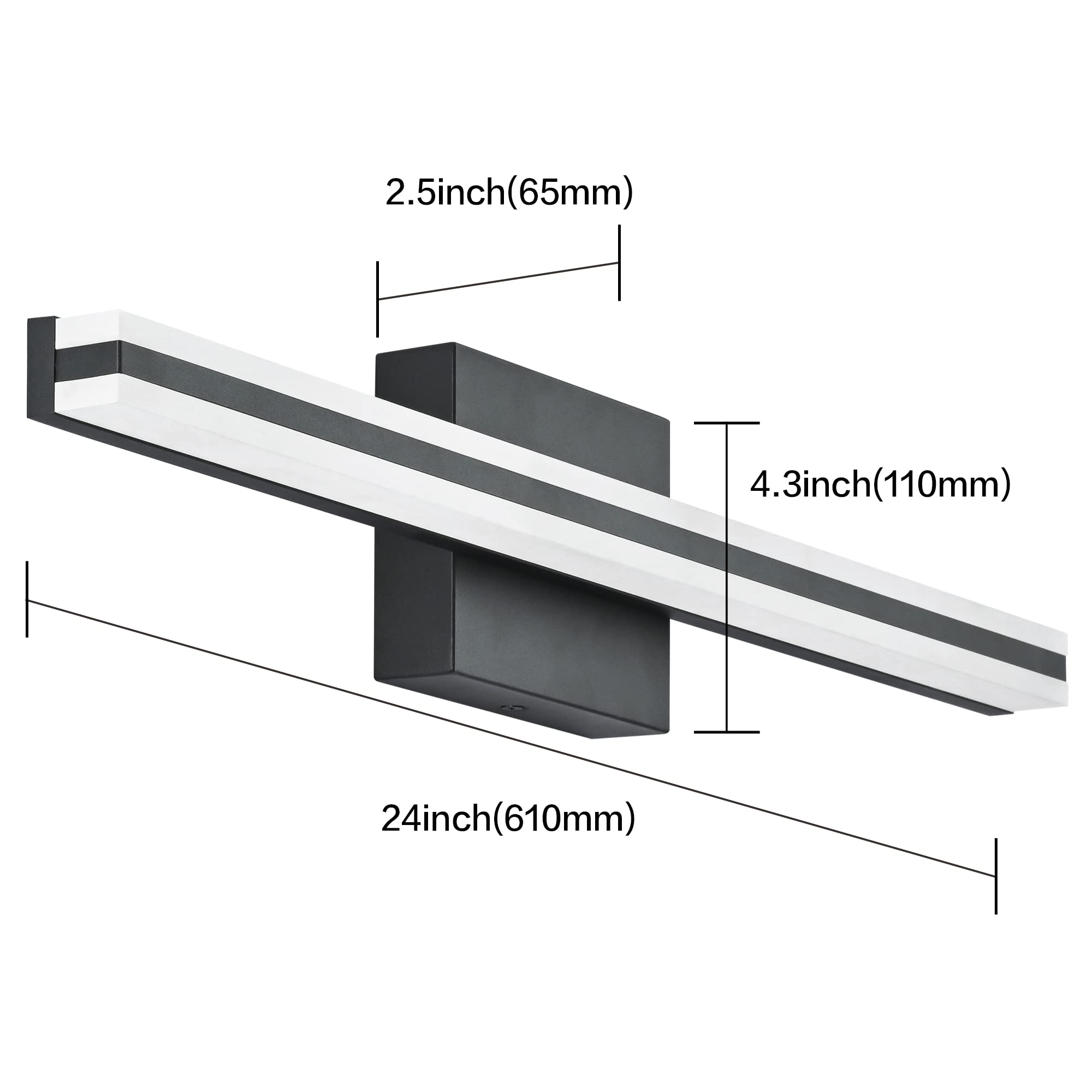 SOLFART Dimmable Black Bathroom Vanity Lights - Modern Matte Black LED Light Fixtures for Mirror, Perfect for Bathroom Makeup & Shaving Lighting
