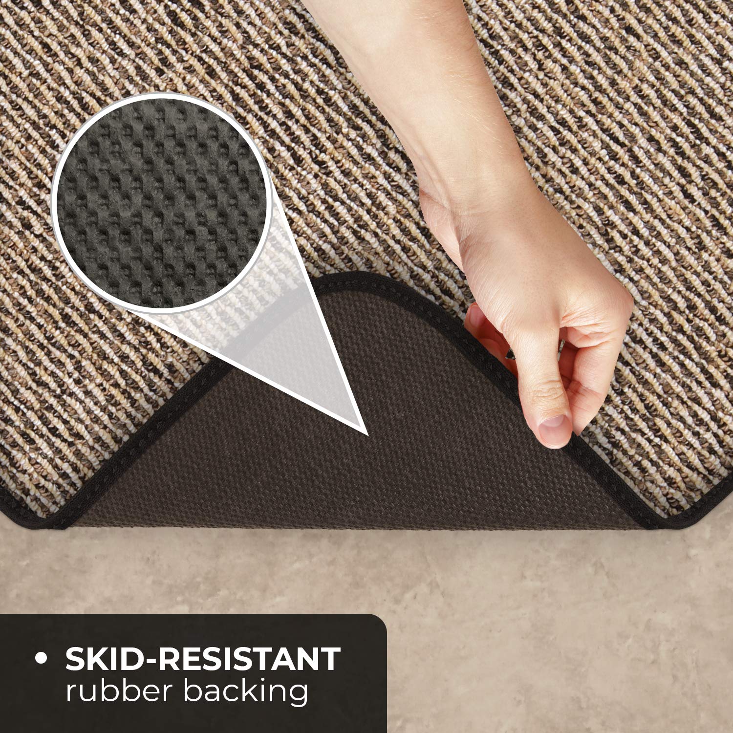 Non-Slip Carpet Runner for Hallway - 8ft x 36in Black Ripple Design - Heavy Duty Skid Resistant Rug for High Traffic Areas - Perfect for Stairs, Entryways and Home Safety