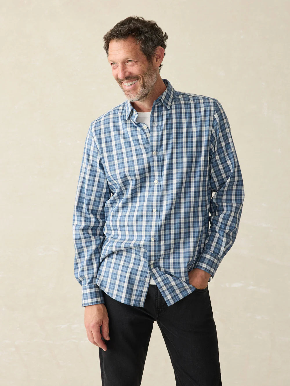 FAHERTY Long Sleeve Solid Movement Shirt for Men - Comfortable Casual Wear for Outdoor Activities and Travel