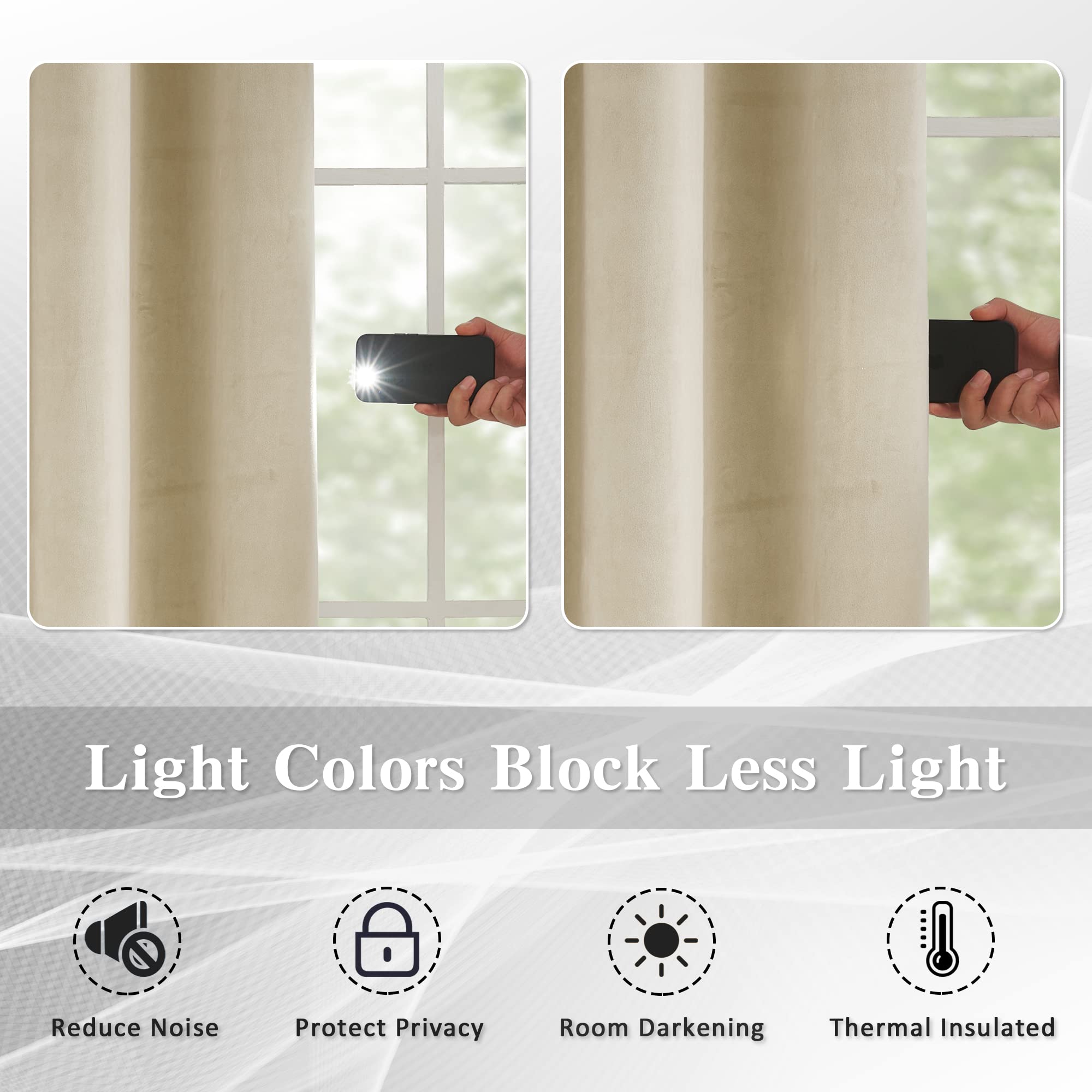 MASWOND Extra Long 16ft Velvet Curtains - Thermal Insulated Blackout Drapes with Noise Reduction for Loft & 2 Story Living Room - 52