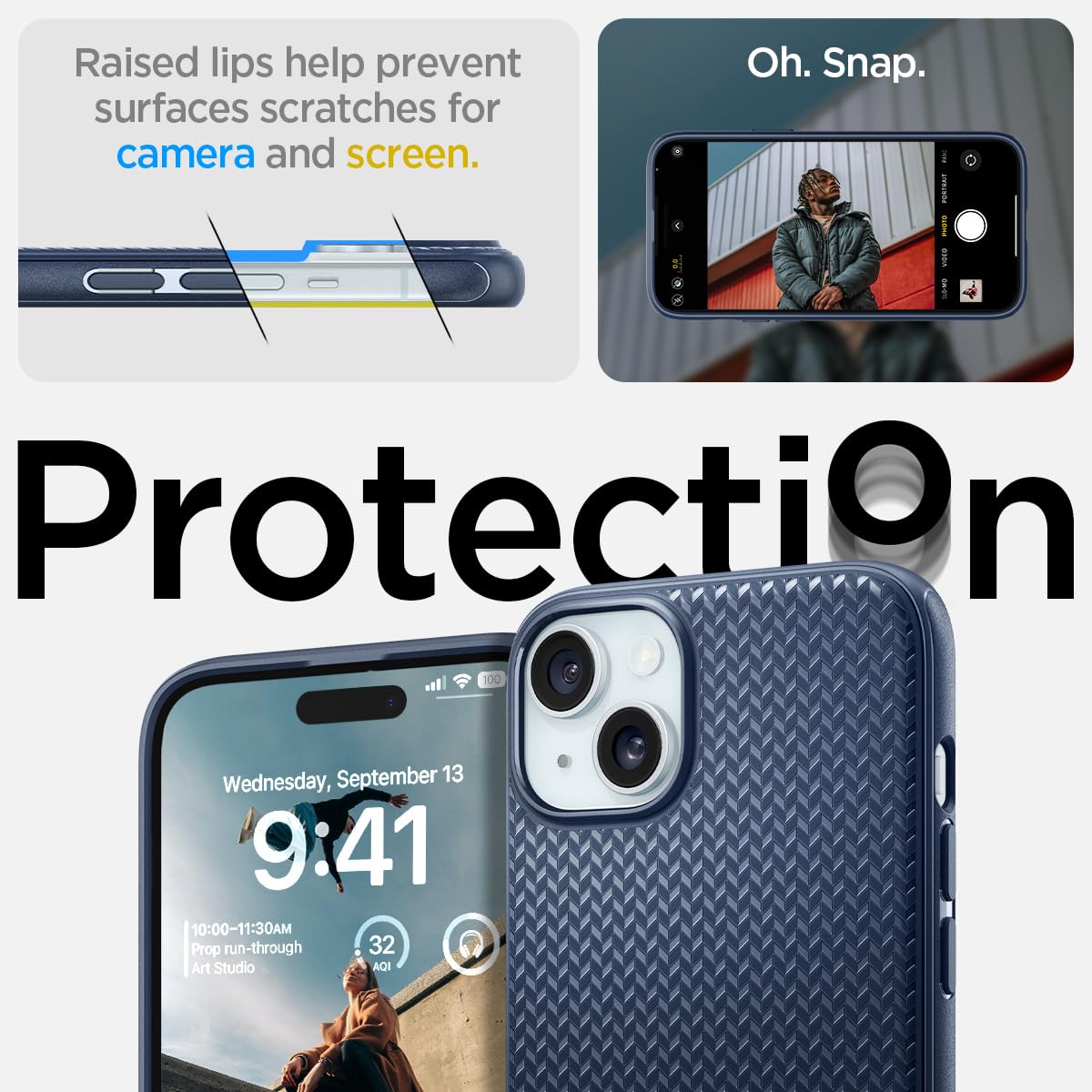 Spigen Mag Armor MagFit Case for iPhone 15 - Navy Blue | Magsafe Compatible Protective Cover | Perfect for Everyday Use, Work & Travel