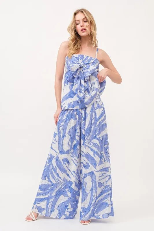 Abstract Print Smocked Tied Babydoll Top for Women - Flowy Summer Blouse for Casual Outings & Beach Vacations
