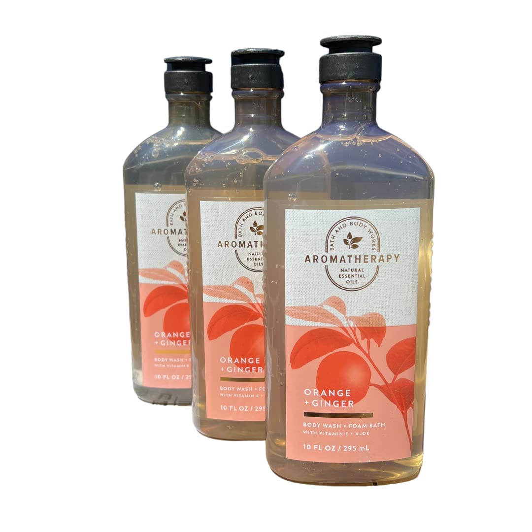 Bath & Body Works Aromatherapy Energy Orange Ginger Body Wash & Foam Bath - 10 Fl Oz (3-Pack) | Refreshing Shower Gel for Morning Boost & Stress Relief | Perfect for Spa Day & Self-Care Routine
