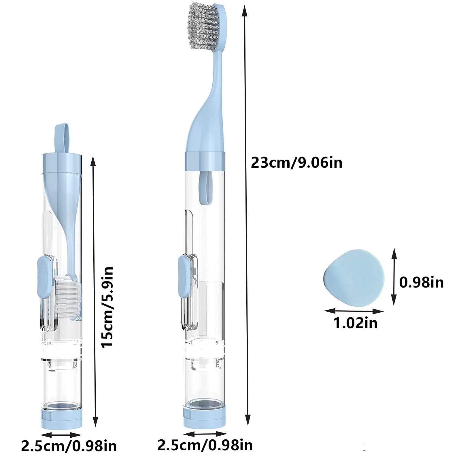 Portable Foldable Travel Toothbrush with Built-in Toothpaste Container - Soft Bristles for Gentle Cleaning - Ideal for Travel, Camping, School & Business Trips (Blue) - Perfect for On-the-Go Oral Care Anywhere