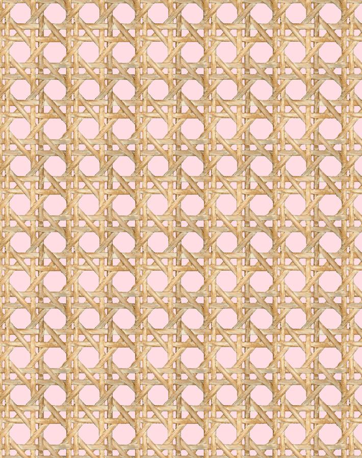 Faux Large Caning Wallpaper in Ballet Slipper Pink - Peel and Stick Removable Wallpaper for Bedroom, Nursery, or Living Room Decor
