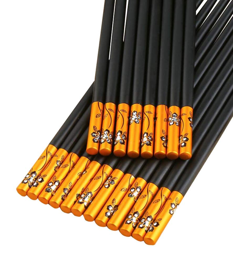 Jingyun 10 Pairs Reusable Alloy Chopsticks Set - Durable Stainless Steel Dinnerware for Home, Restaurant & Asian Cuisine | Perfect for Sushi, Ramen, Hot Pot & Family Dining