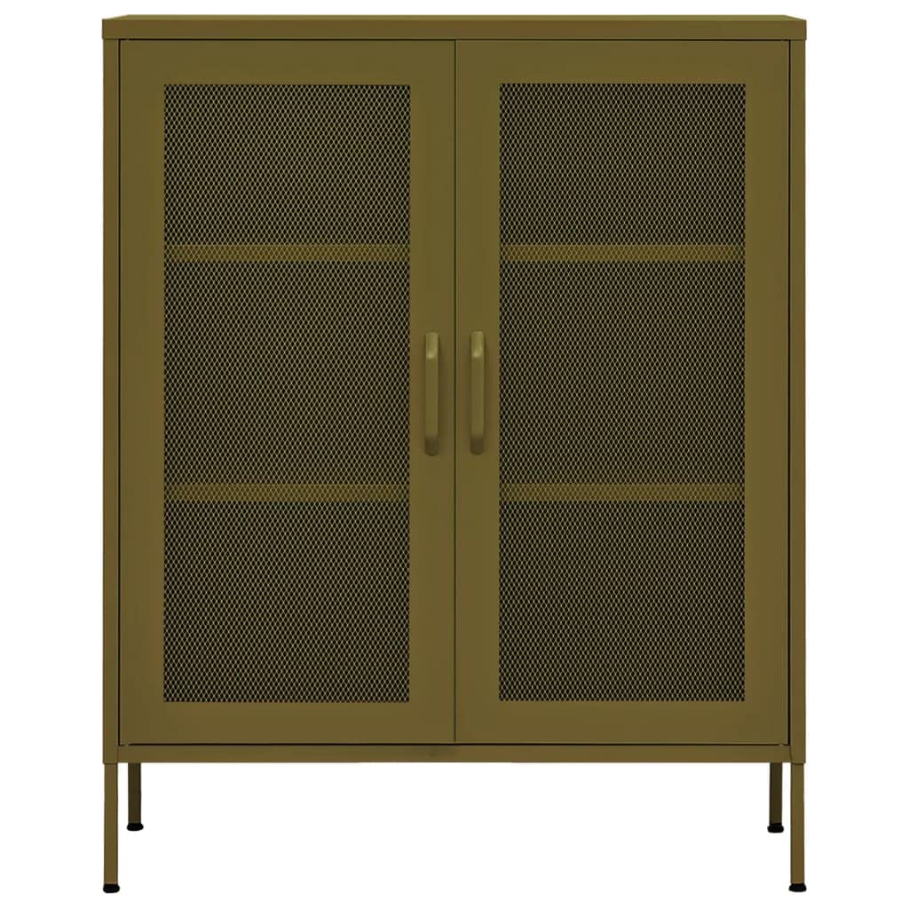 vidaXL Olive Green Steel Storage Cabinet - Heavy Duty Industrial Shelving Unit with Adjustable Shelves & Leveling Feet, Easy Assembly for Home Office, Garage, or Warehouse Organization (Books, Magazines, Tools Storage)