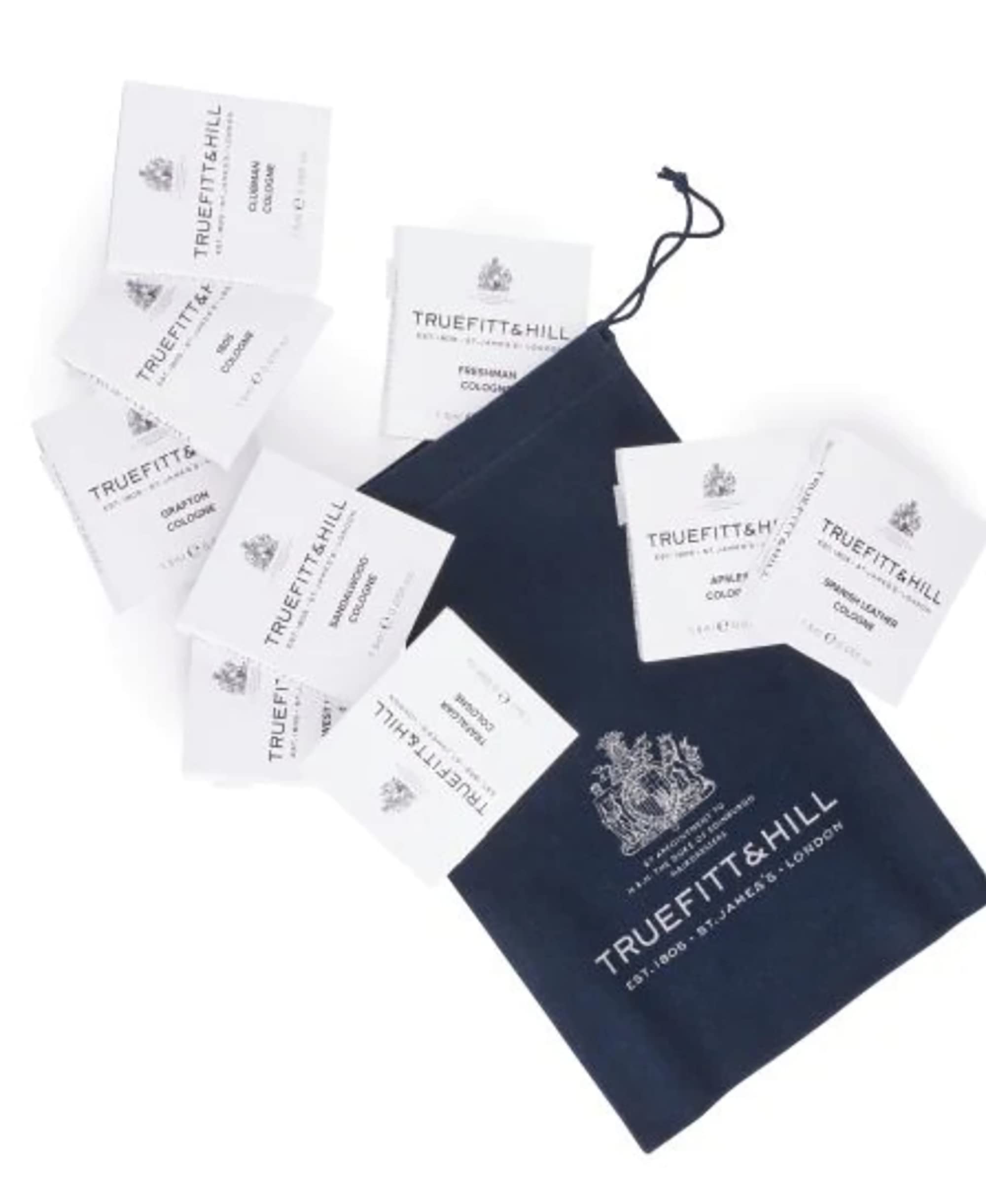 Truefitt & Hill Cologne Sample Pack - 9 Premium Fragrances (1805, Apsley, Sandalwood, Trafalgar, Grafton, Freshman, Clubman, West Indian Limes, Spanish Leather) - 1.5ml Travel Size Vials for Men - Perfect for Gifts, Travel & Fragrance Testing