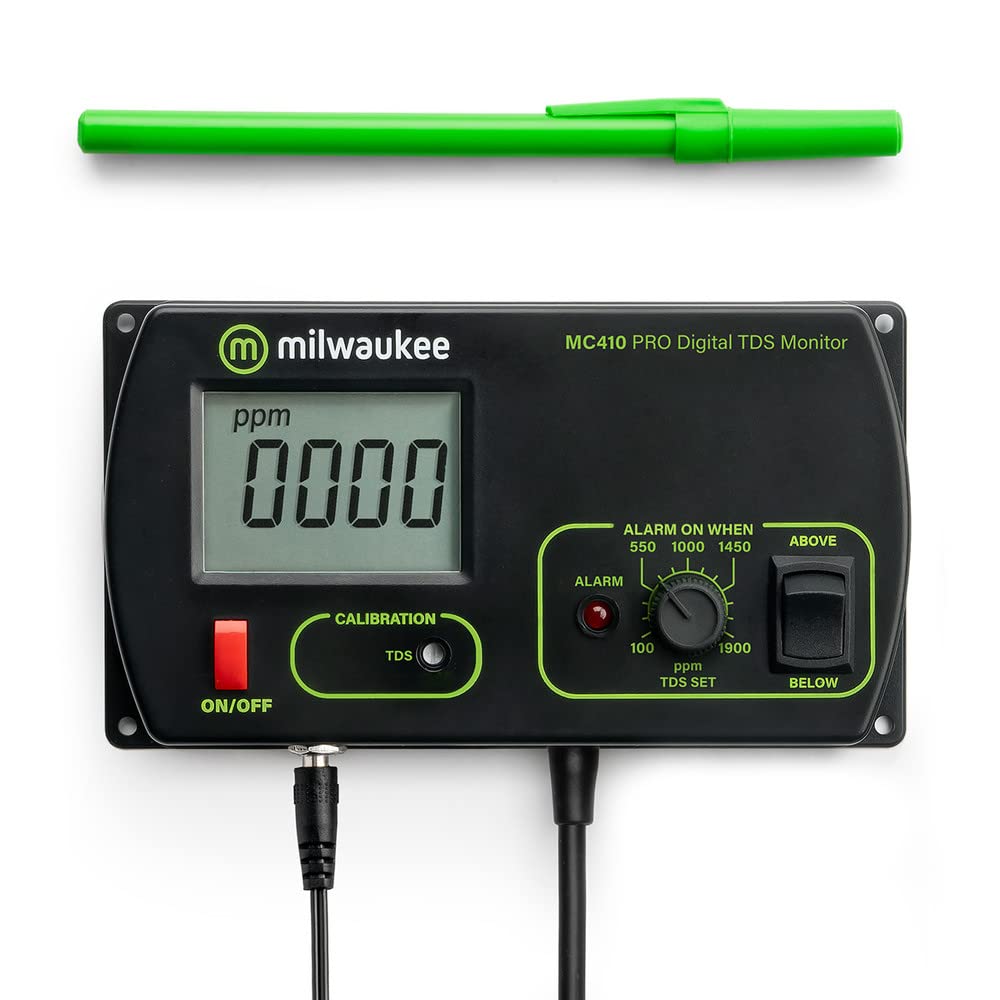 Milwaukee MC410 Conductivity EC Monitor with Mounting Kit - 0 to 1990 ppm, +/-2% Accuracy - Ideal for Hydroponics, Aquariums & Water Quality Testing
