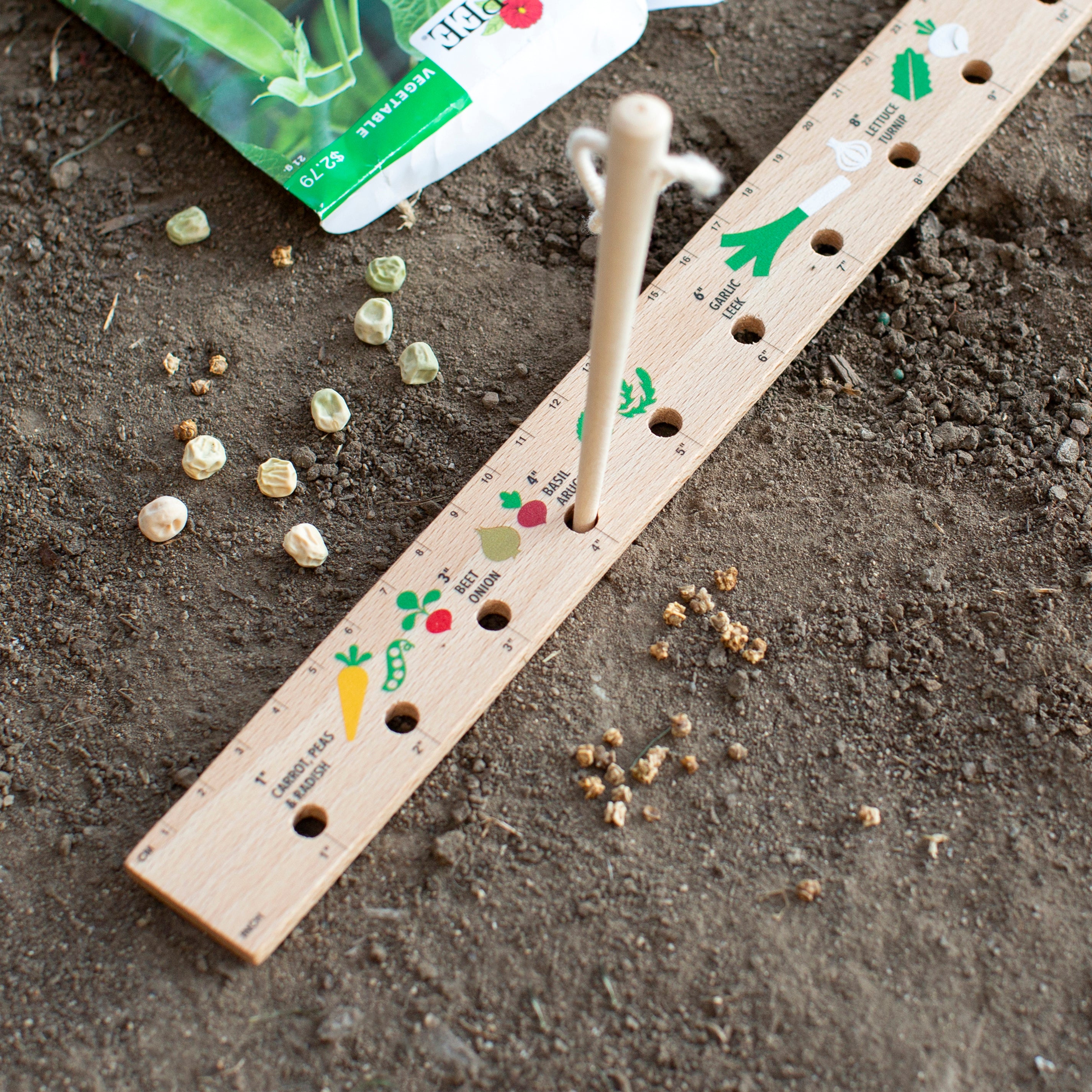 Premium Seeding Ruler & Dibber Tool - 3-in-1 Garden Planting Guide with Depth Measurements - Perfect for Vegetable Gardens, Flower Beds & Indoor Herb Planting