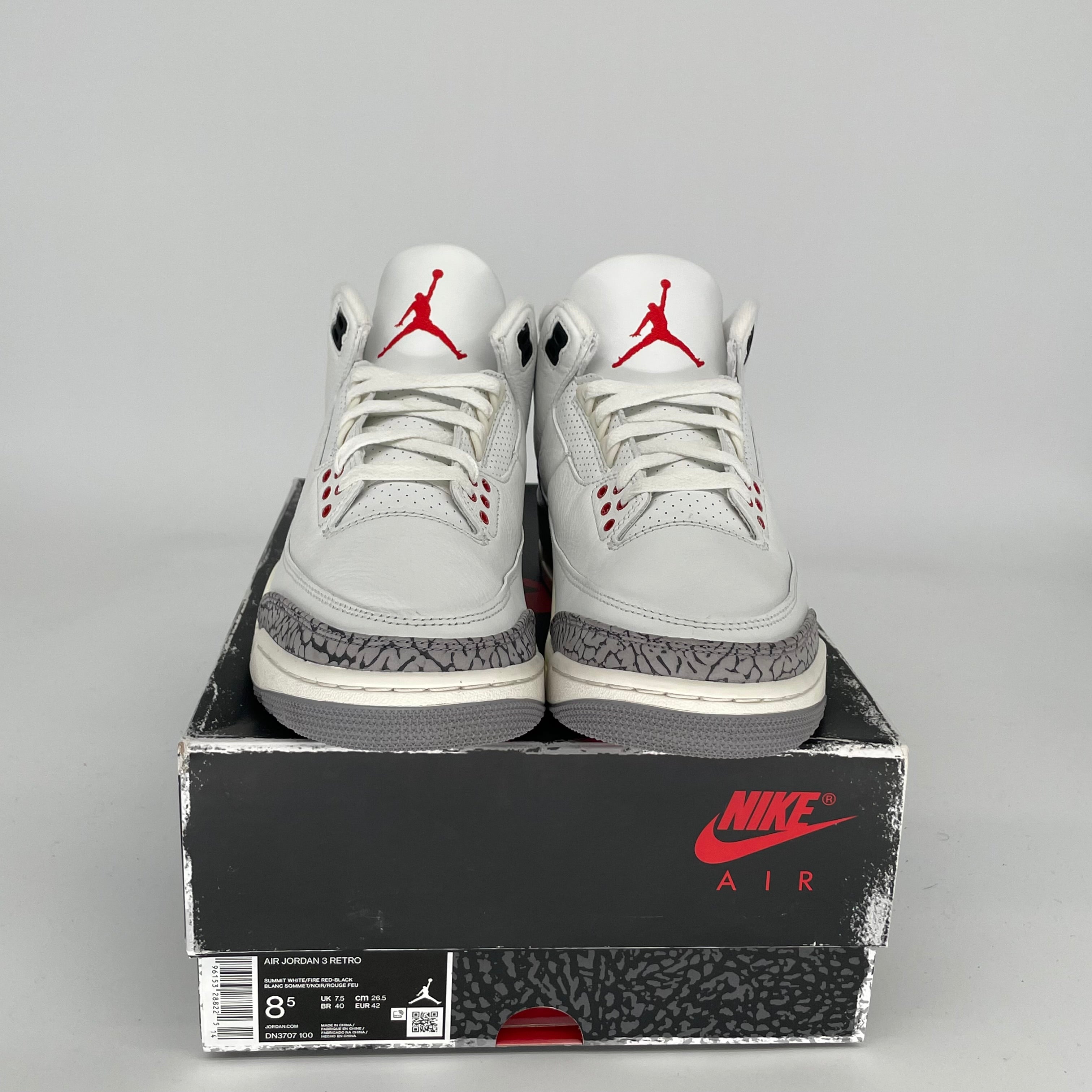 AIR JORDAN 3 White Cement Reimagined Basketball Shoes - Men's Size 8.5 (DN3707-100) - Retro Sneakers for Streetwear & Casual Outfits