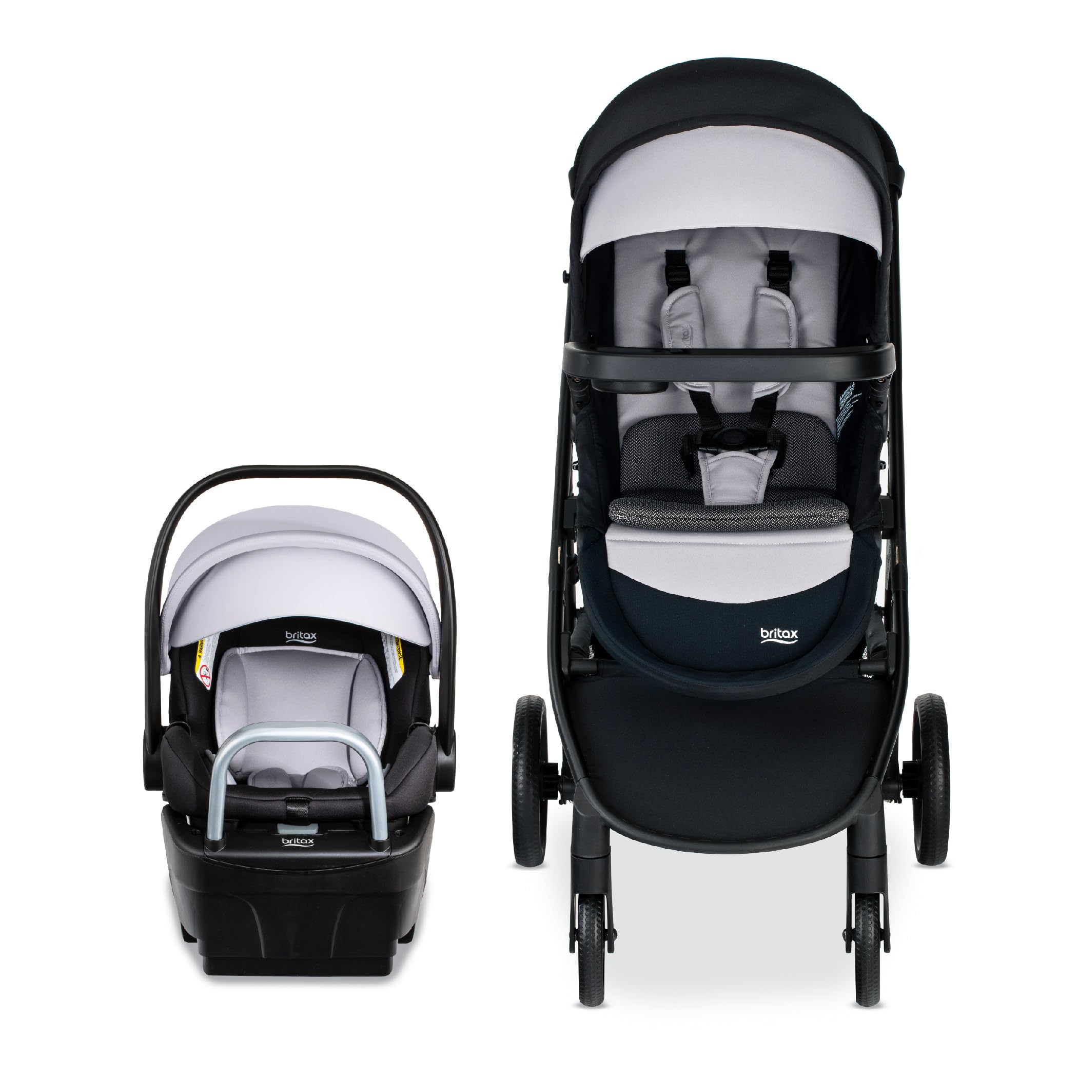Britax Willow Brook S+ Baby Travel System - Infant Car Seat & Stroller Combo with Alpine Base | ClickTight Technology | SafeWash Insert & Cover | Glacier Onyx | Perfect for Newborns, Shopping & Travel