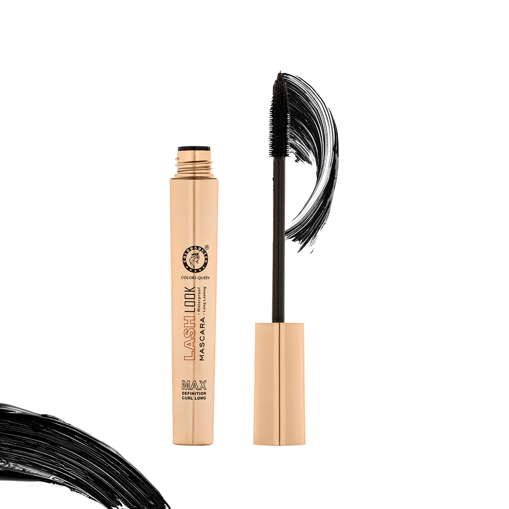 Colors Queen Lash Look Long Lasting Lengthening Mascara – 9ml – Black | Volumizing & Curling Mascara for Defined Lashes | Smudge Proof, Waterproof & Flake Free | Perfect for Daytime Wear, Night Out & Special Occasions