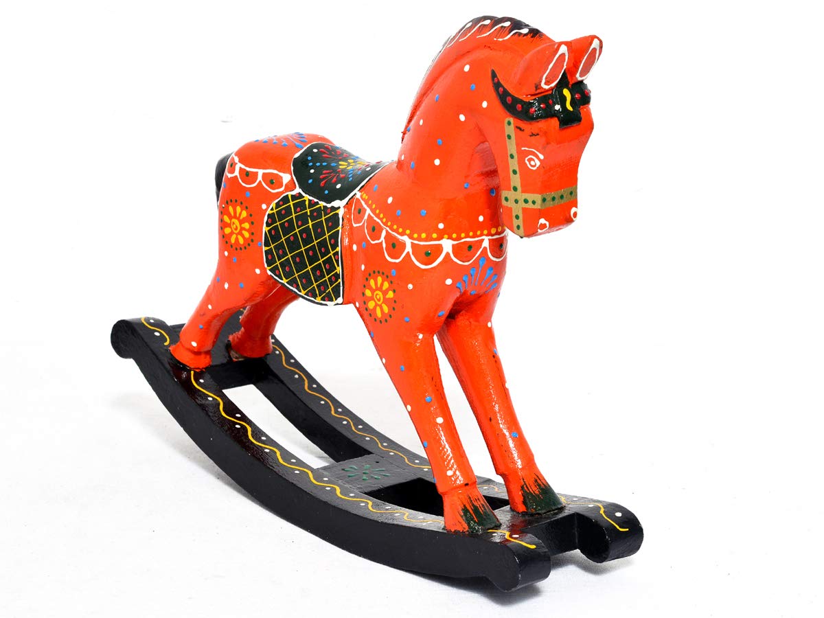 Handmade Wooden Rocking Horse Desk Decor - Balance Art Figurine for Home Office & Living Room - Unique Kids Toy Gift for Birthdays & Nursery Decor