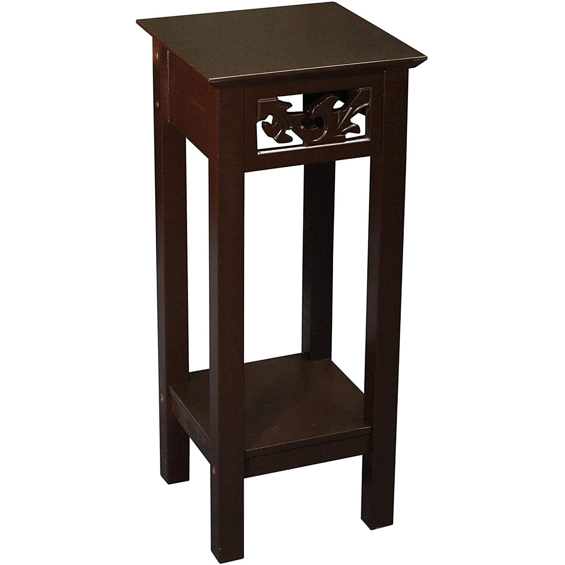 Modern Wooden Plant Stand with Storage Shelf - 10x10x23.7 Inch Side Table for Indoor Plants, Home Decor & Living Room Organization - Rustic Brown End Table for Small Spaces & Apartment Decor