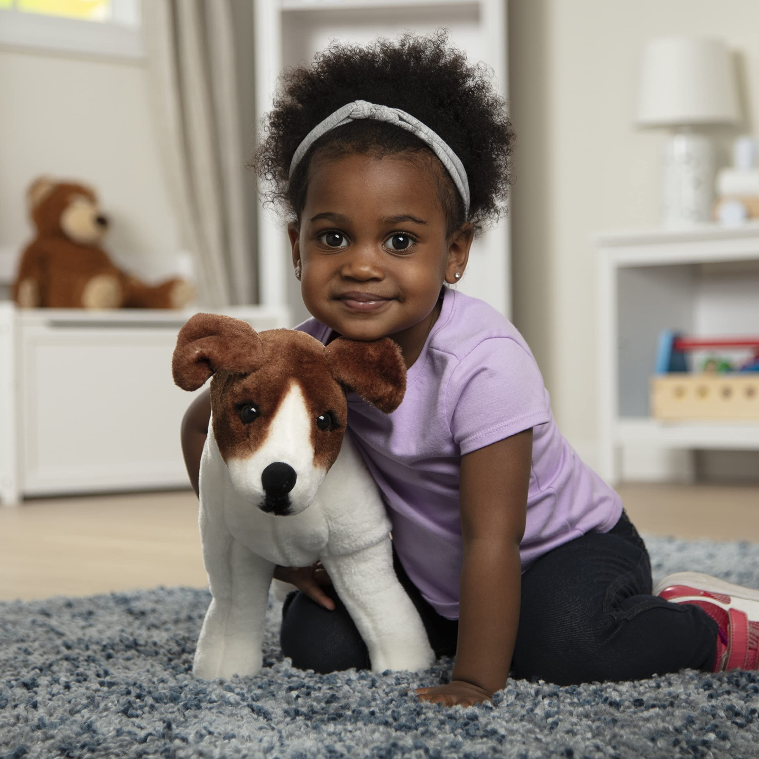 Melissa & Doug Giant Jack Russell Terrier Plush Toy - 12+ Inch Lifelike Stuffed Animal Dog for Kids, Soft & Cuddly Pet Companion - Perfect for Playtime, Nursery Decor & Gift Giving