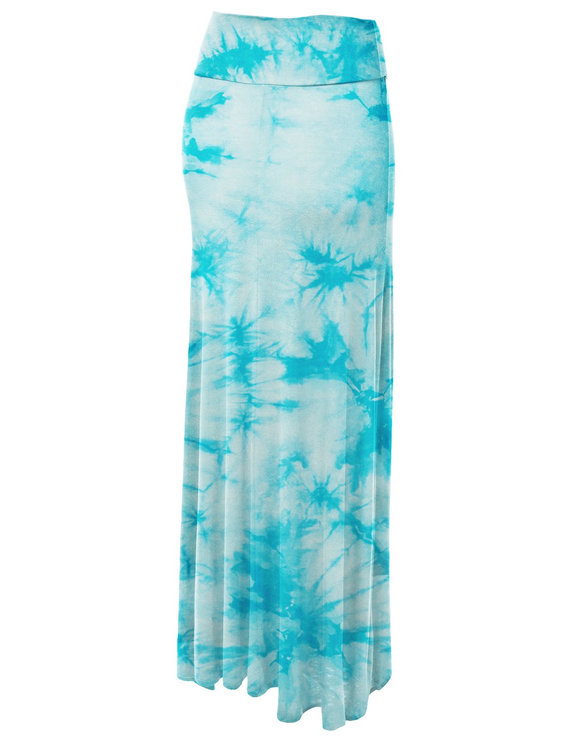 Women's Casual Tie Dye Fold Over Maxi Skirt - Boho Beach Cover Up & Summer Festival Outfit