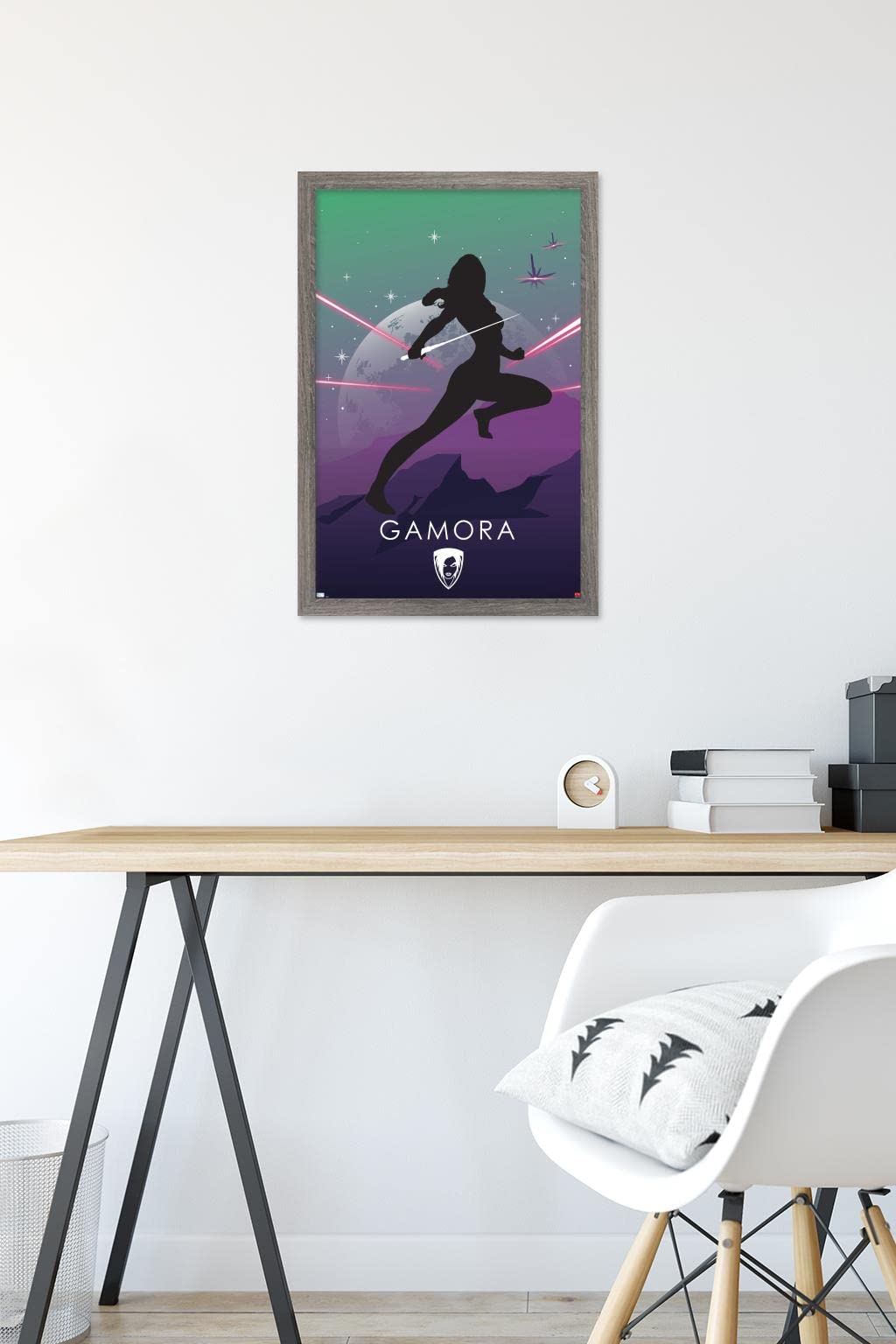 Trends International Marvel Gamora Heroic Silhouette Wall Poster - 14.725 x 22.375 Inches, Barnwood Framed Version - Perfect for Bedroom, Living Room & Office Decor