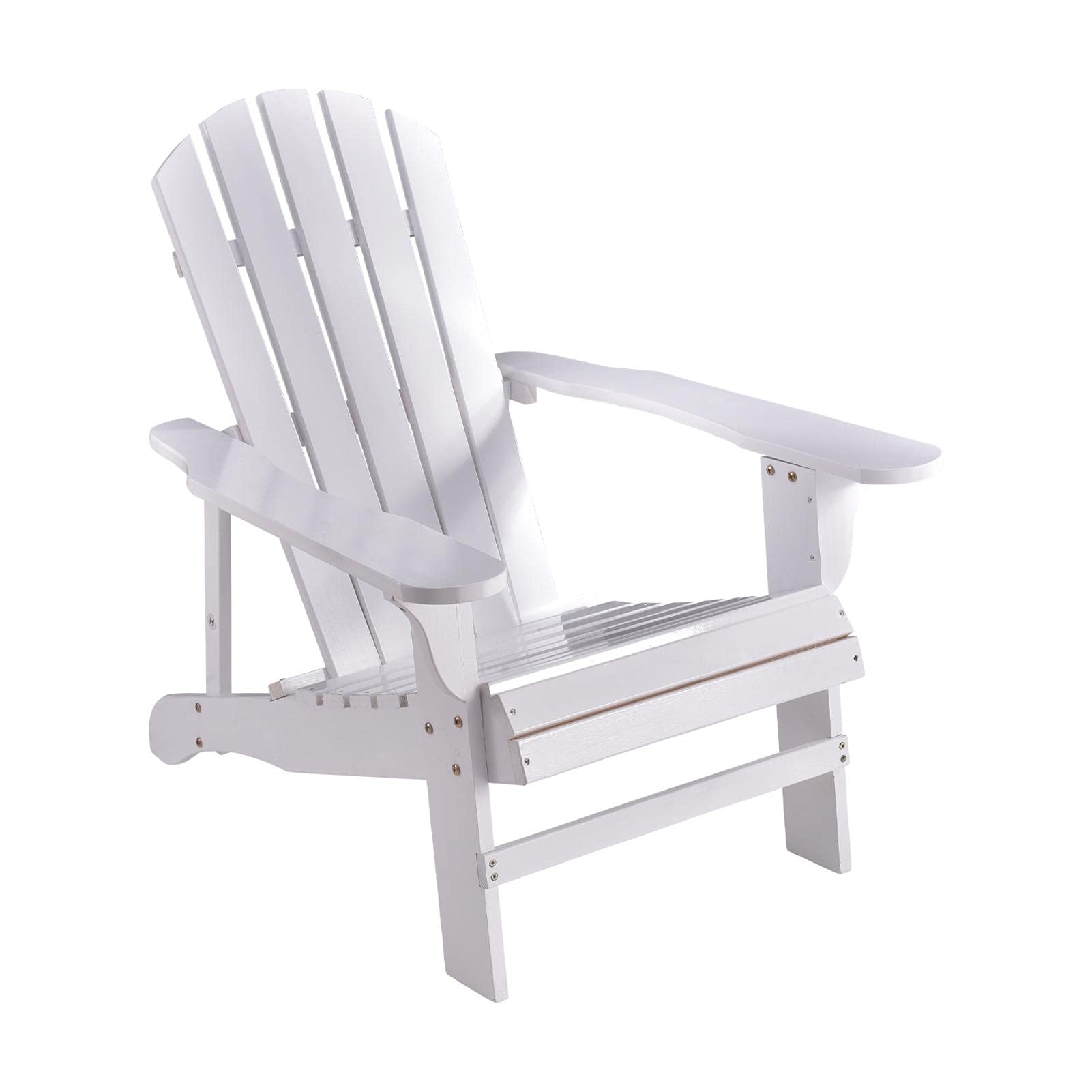 Premium Foldable Solid Wood Adirondack Chair - All-Weather Outdoor Patio Chair for Terrace, Porch, Lawn & Beach - 350LBS Weight Capacity (White) - Perfect for Relaxing in Your Garden or by the Poolside