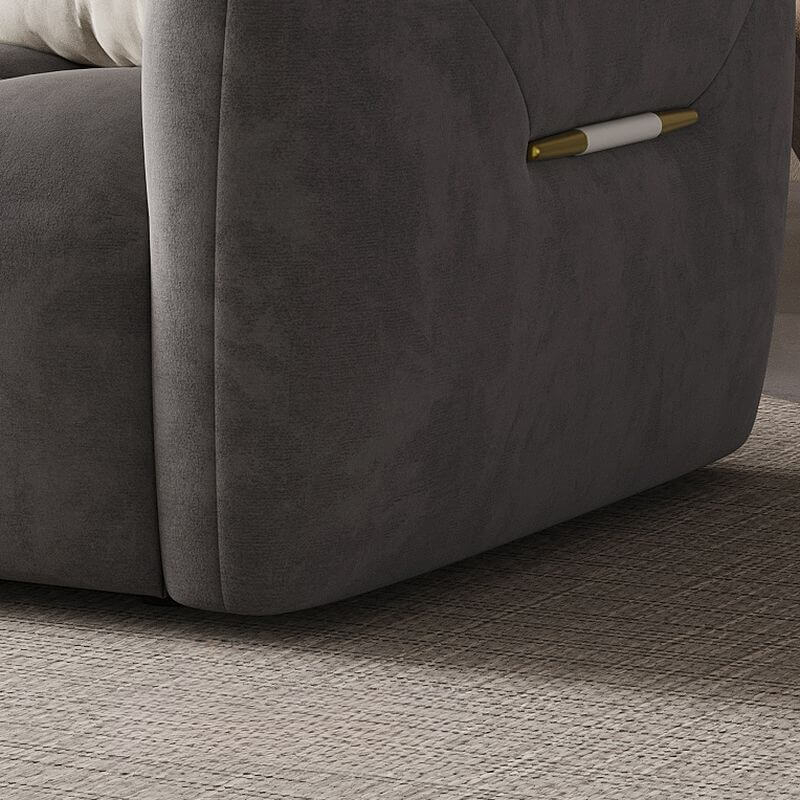 Minimalist Pine Off White Grey Peony Floor Sofa 3 Seater with Wide Pillow Back & Square Arm - Modern Living Room Furniture for Small Spaces, Lounge, Reading Nook & Cozy Home Decor
