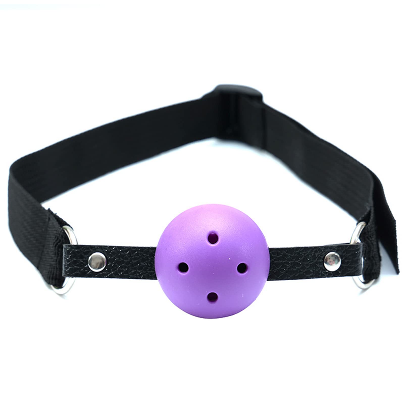 Breathable Silicone Ball Gag for Adults - Adjustable Open Mouth Gag Ball for BDSM, Bondage & Fetish Play - Comfortable & Safe Adult Sex Toy (Purple) - Perfect for Roleplay, Spicing Up Relationships & Sensory Play