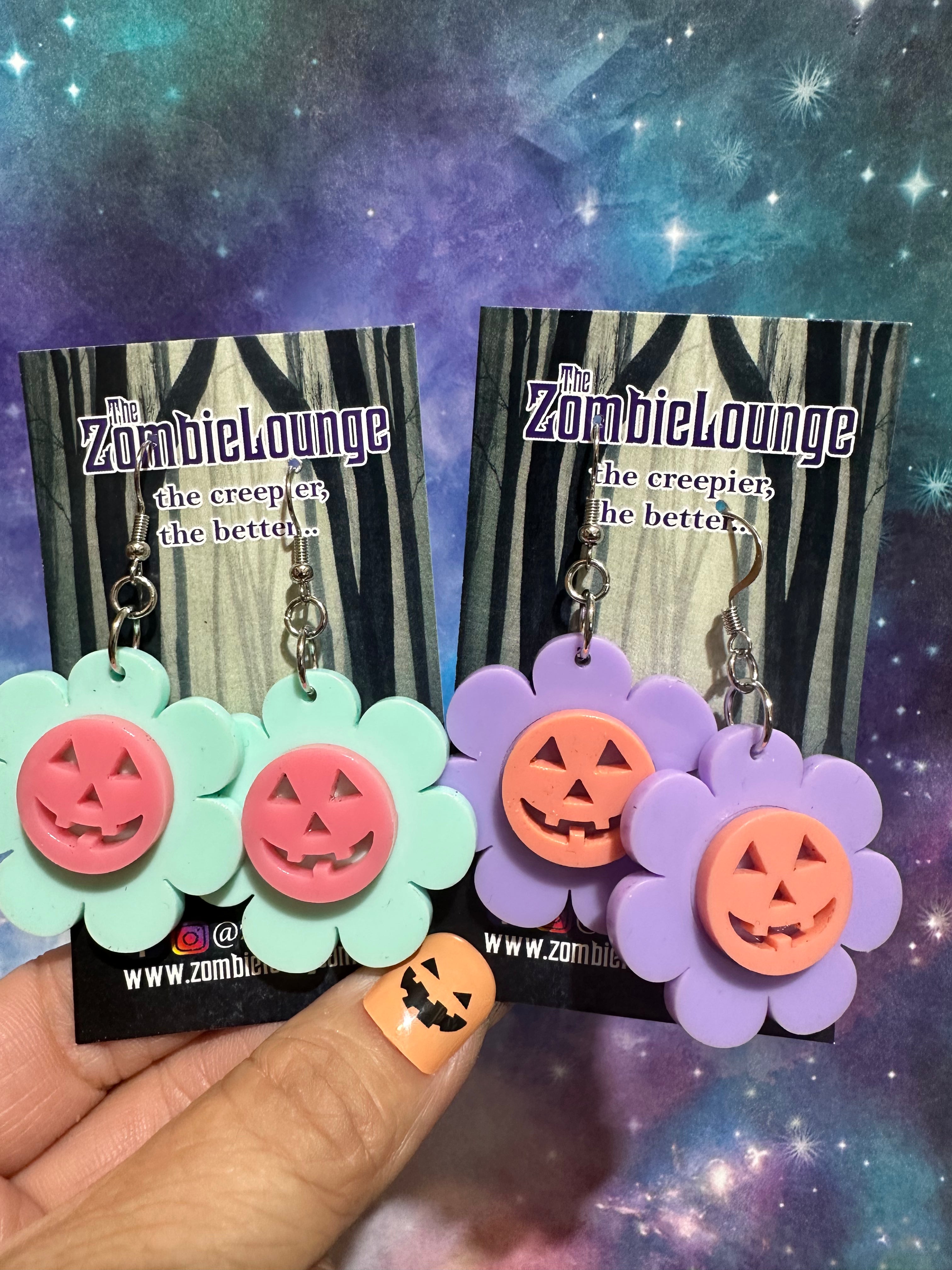 Pumpkin Daisy Earrings for Women - Cute Floral Dangle Earrings for Fall, Halloween, Thanksgiving - Gold Plated Pumpkin Flower Jewelry Gift for Her - Perfect for Parties, Holidays & Everyday Wear