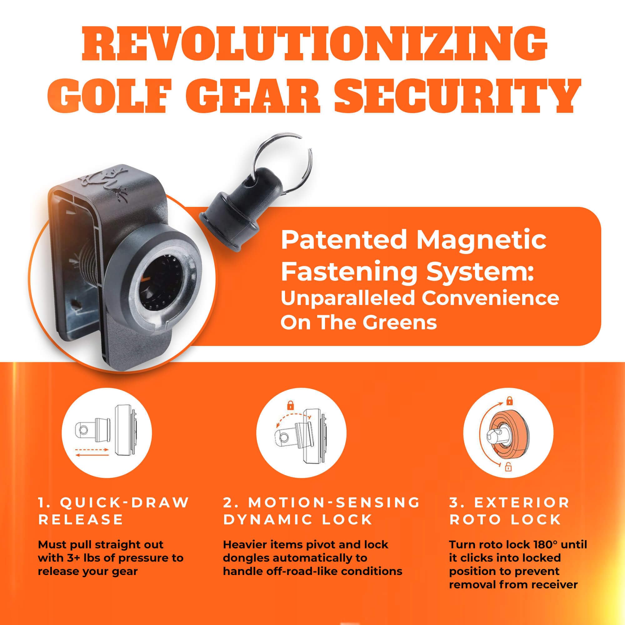 Frogger Golf Bag Latch-It Magnetic Accessory Attachment System - Secure Clip for Golf Towels, Brushes, Rangefinders & More | Perfect for Golf Course, Driving Range & Outdoor Training
