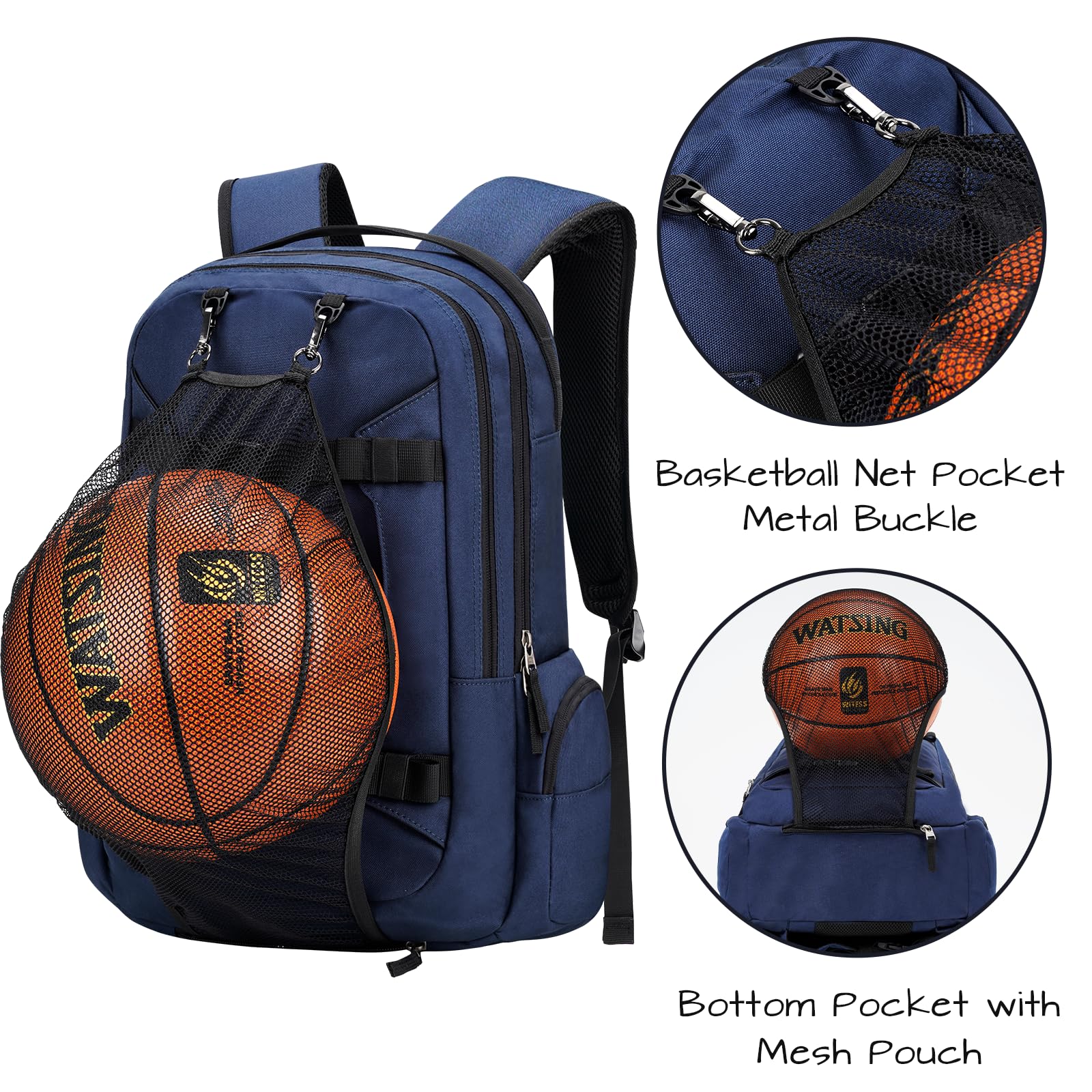 Ronyes Skateboard Backpack - 17.3 Inch Laptop Backpack with USB Charging Port - Waterproof Sports Travel Backpack for Skateboard, Longboard & Basketball - Durable School Backpack for Men & Women (Blue) - Perfect for Commuting, College & Outdoor Adventures