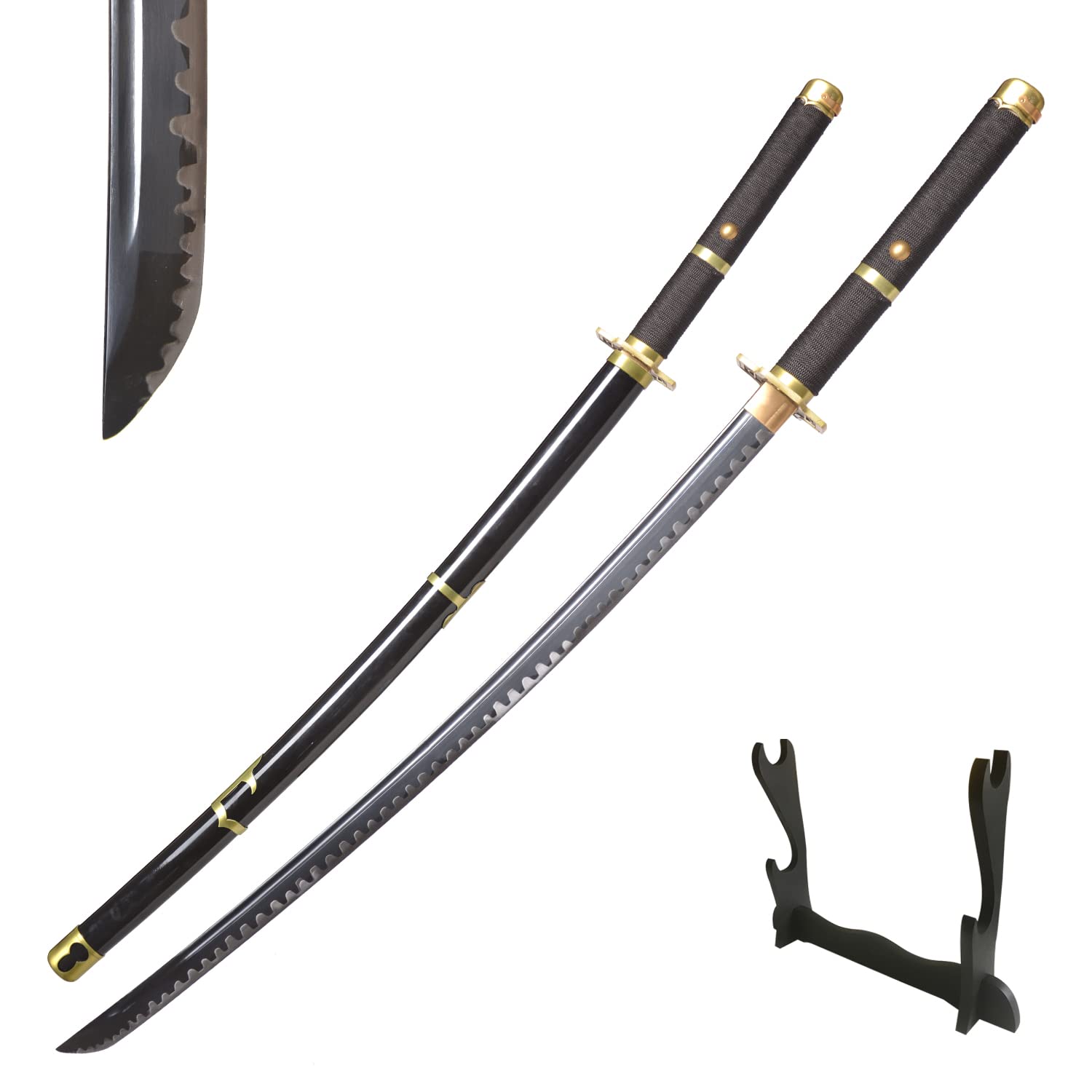 Hand-Forged Roronoa Zoro Katana Sword - Anime Cosplay Replica with Sharp Blade (Kitetsu, Wado Ichimonji, Shusui, Yubashiri, Yama Enma) | Full Tang 1045 Medium Carbon Steel | Includes Display Stand | Perfect for Cosplay, Collectors & Martial Arts Training