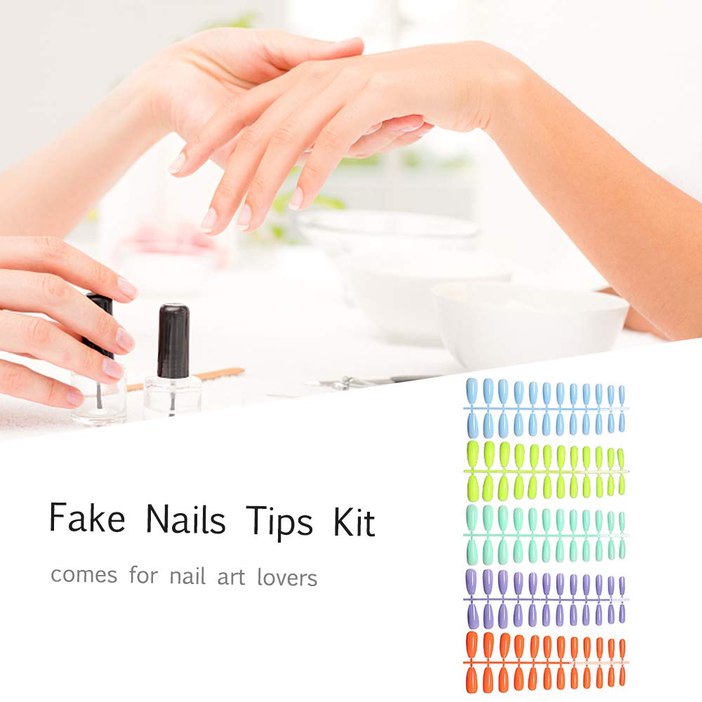 120PCS Fake Nails Tips Kit - Natural False Nails Full Cover Set for Nail Salons & DIY Manicure - Perfect for Home Nail Art, Salon Use & Party Glam Looks