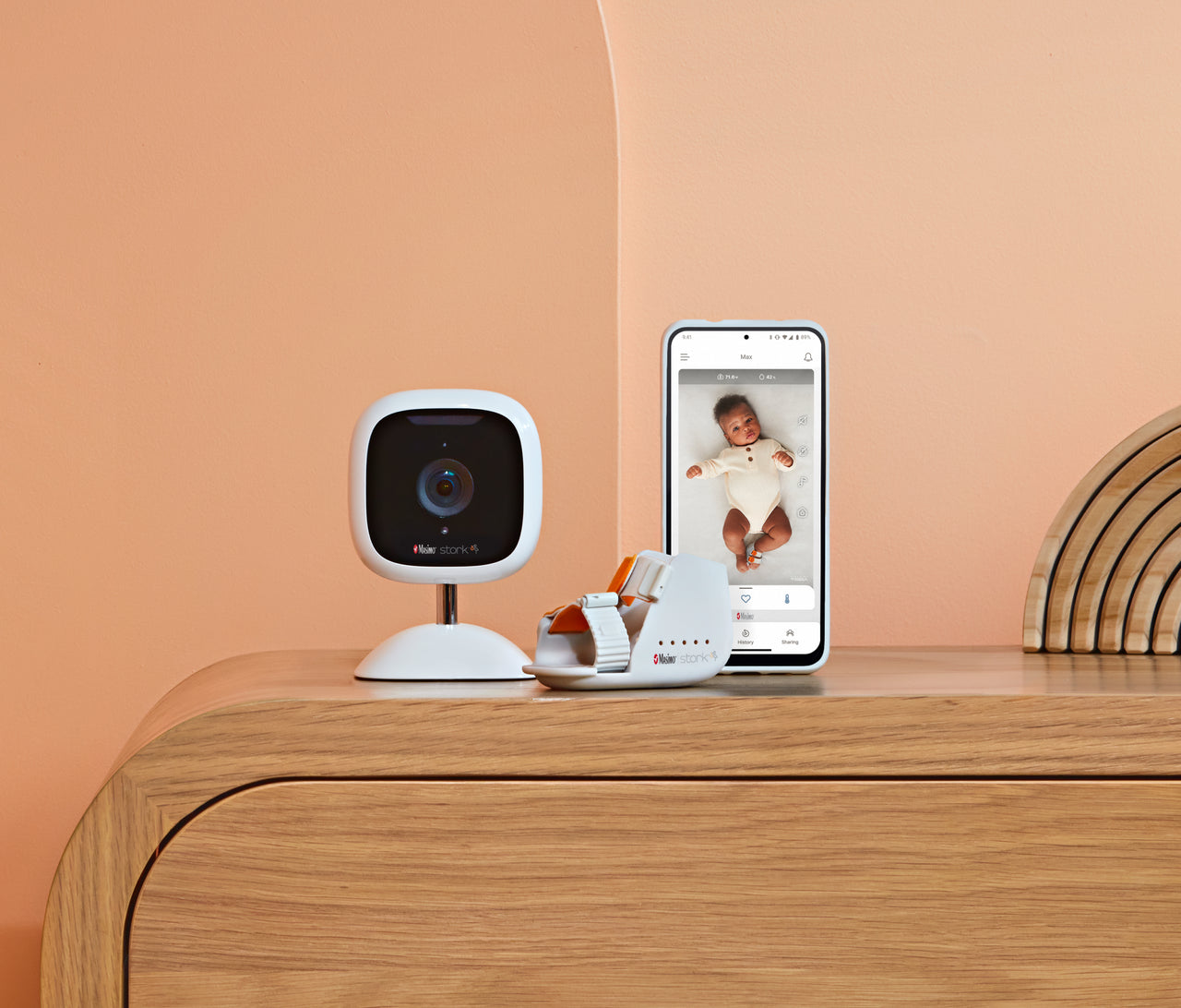 Masimo Stork Vitals+ Smart Baby Monitor with FDA Clearance | Real-Time Health Tracking for Newborns & Infants | Perfect for Nursery, Bedroom & Travel Use