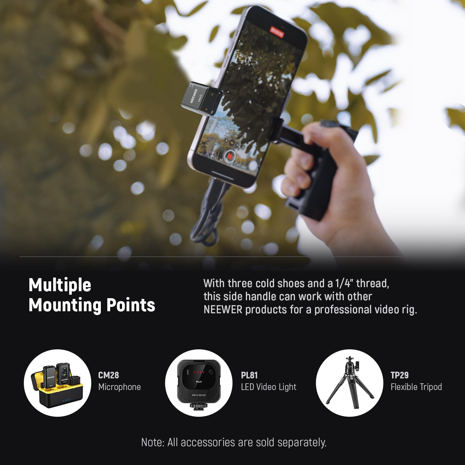 NEEWER Bluetooth Camera Side Handle Shutter Release with 2.2