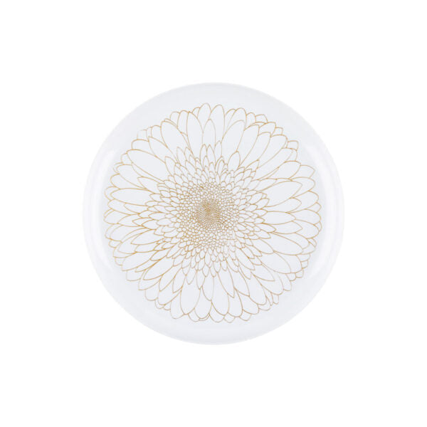20-Pack White and Gold Round Plastic Dinnerware Set for 10 Guests - Elegant Disposable Plates, Cups & Cutlery for Weddings, Parties & Events - Blossom Collection
