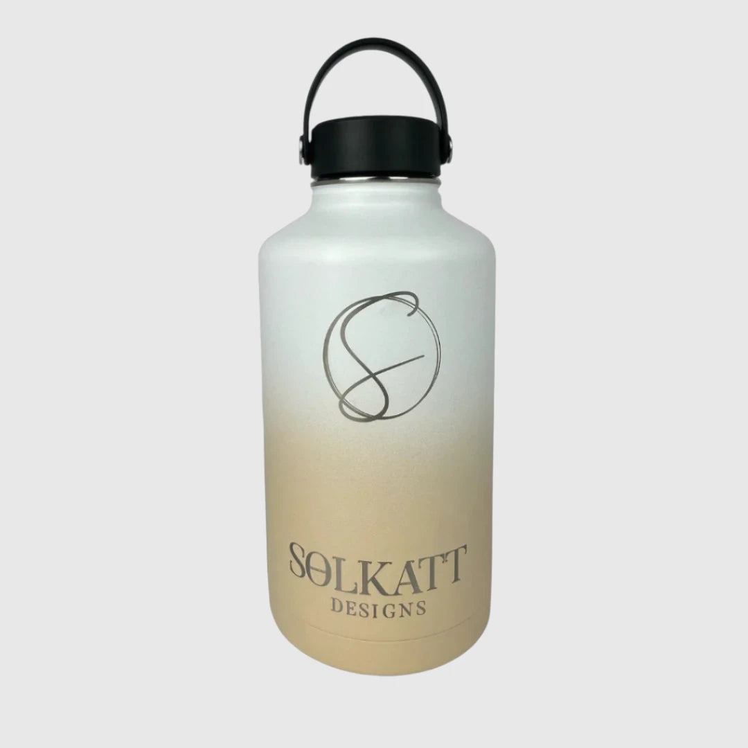 Pastel Beige Insulated Water Bottle 64oz (1.9L) Stainless Steel - Keeps Drinks Cold for 24 Hours & Hot for 12 Hours - Perfect for Hiking, Gym, Office & Outdoor Activities