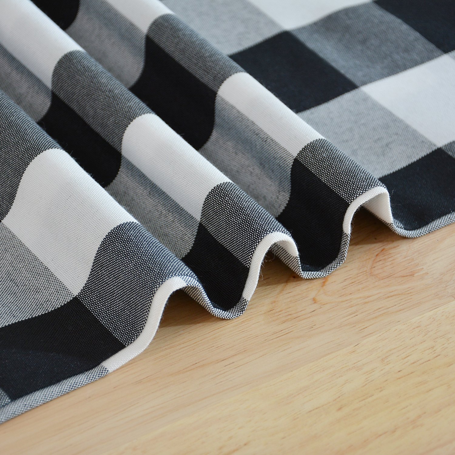100% Cotton Black and White Buffalo Check Table Runner - 2-Piece Farmhouse Style Fabric for Dining Table Decor (12