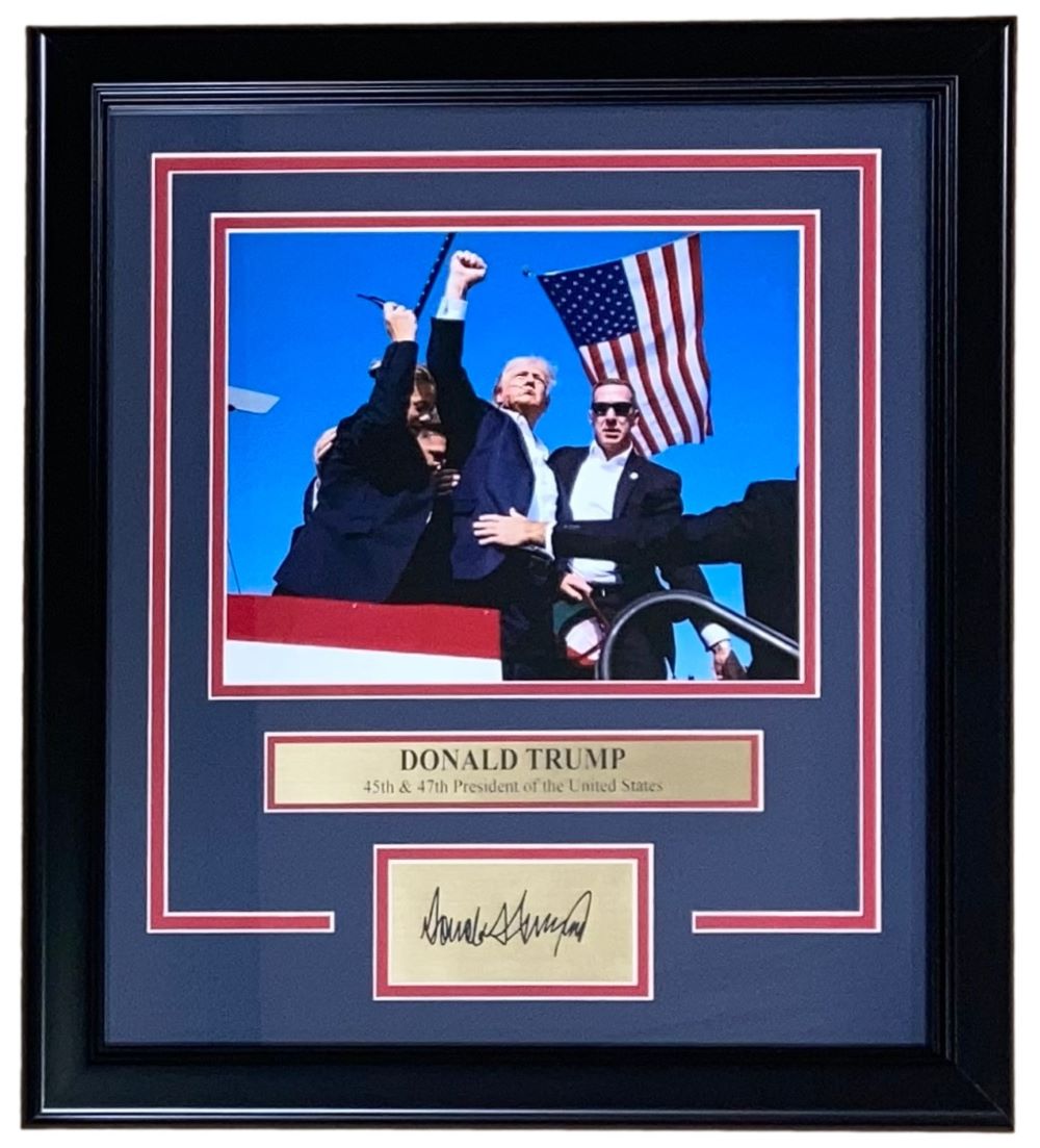 Donald Trump Framed 8x10 Assassination Attempt Photo with Laser Engraved Signature - Historic Collectible for Political Memorabilia & Home Office Decor
