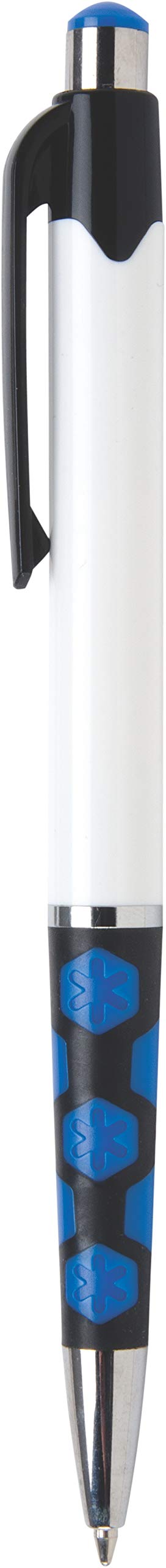 Promotional Retractable Ballpoint Pens - 250 Pack Bulk Order - Custom Logo Printing - Blue/Black Ink Options - Mardi Gras Hex Design (Dark Blue) - Perfect for Trade Shows, Corporate Gifts & Branding Events - Only $0.59 Each