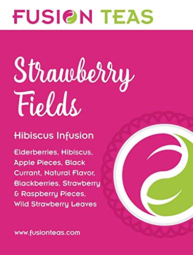 Strawberry Fields Hibiscus Herbal Fruit Tea - Caffeine Free Loose Leaf Blend with Berries & Fruits - 1LB (16oz) Bulk Pouch - Perfect for Iced Tea, Relaxation & Gift Giving