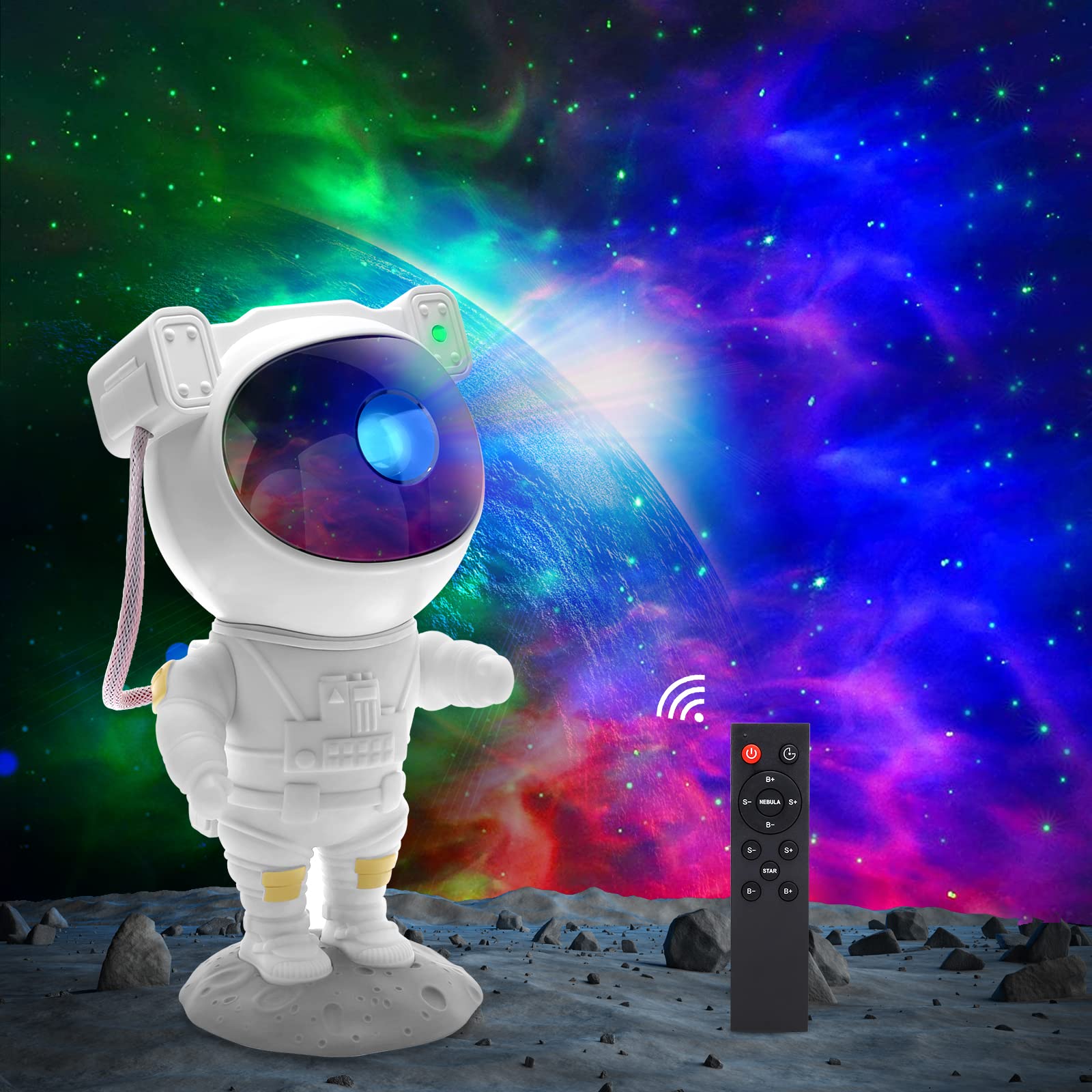 LUXONIC Astronaut Star Projector Galaxy Light for Kids - Remote Control & Timer, 360° Nebula Night Light for Bedroom, Gaming Room, Home Theater Decor - Perfect for Sleep Aid, Relaxation and Space Themed Parties