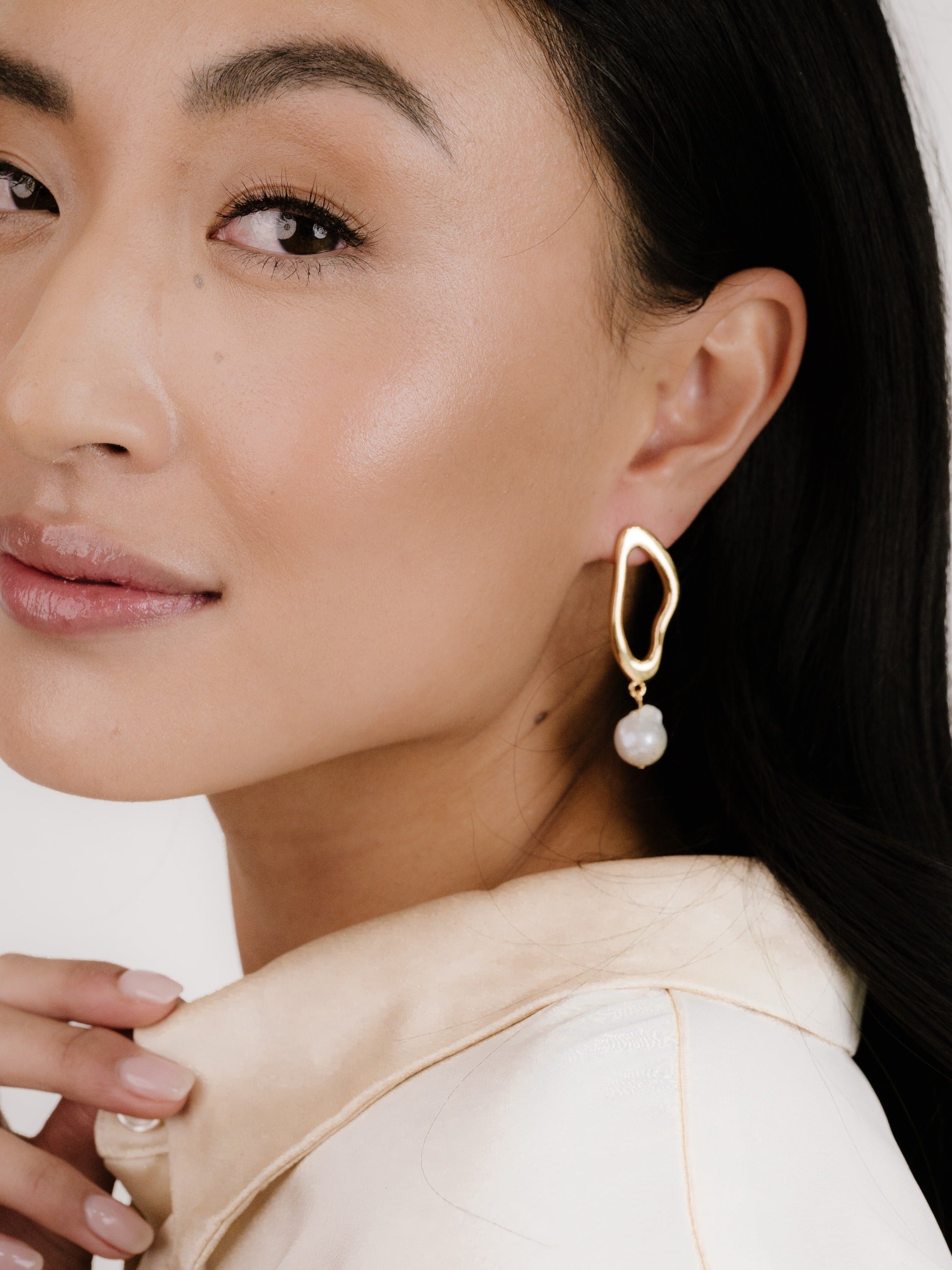Open Circle Freshwater Pearl Earrings - Elegant Dangle Earrings for Women, Perfect for Weddings, Parties & Special Occasions