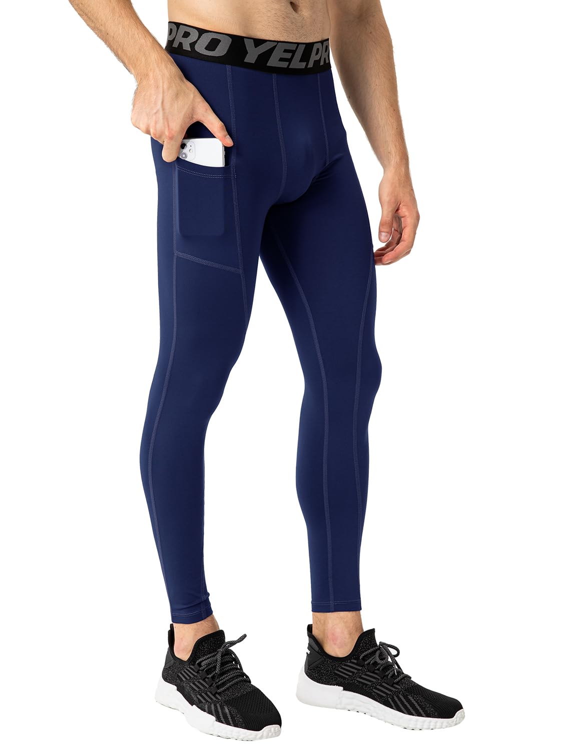 Yuerlian Men's Compression Pants - Athletic Leggings with Pockets for Running, Cycling & Workouts (1-3 Pack) | Moisture-Wicking Baselayer Tights for Gym, Yoga & Outdoor Sports