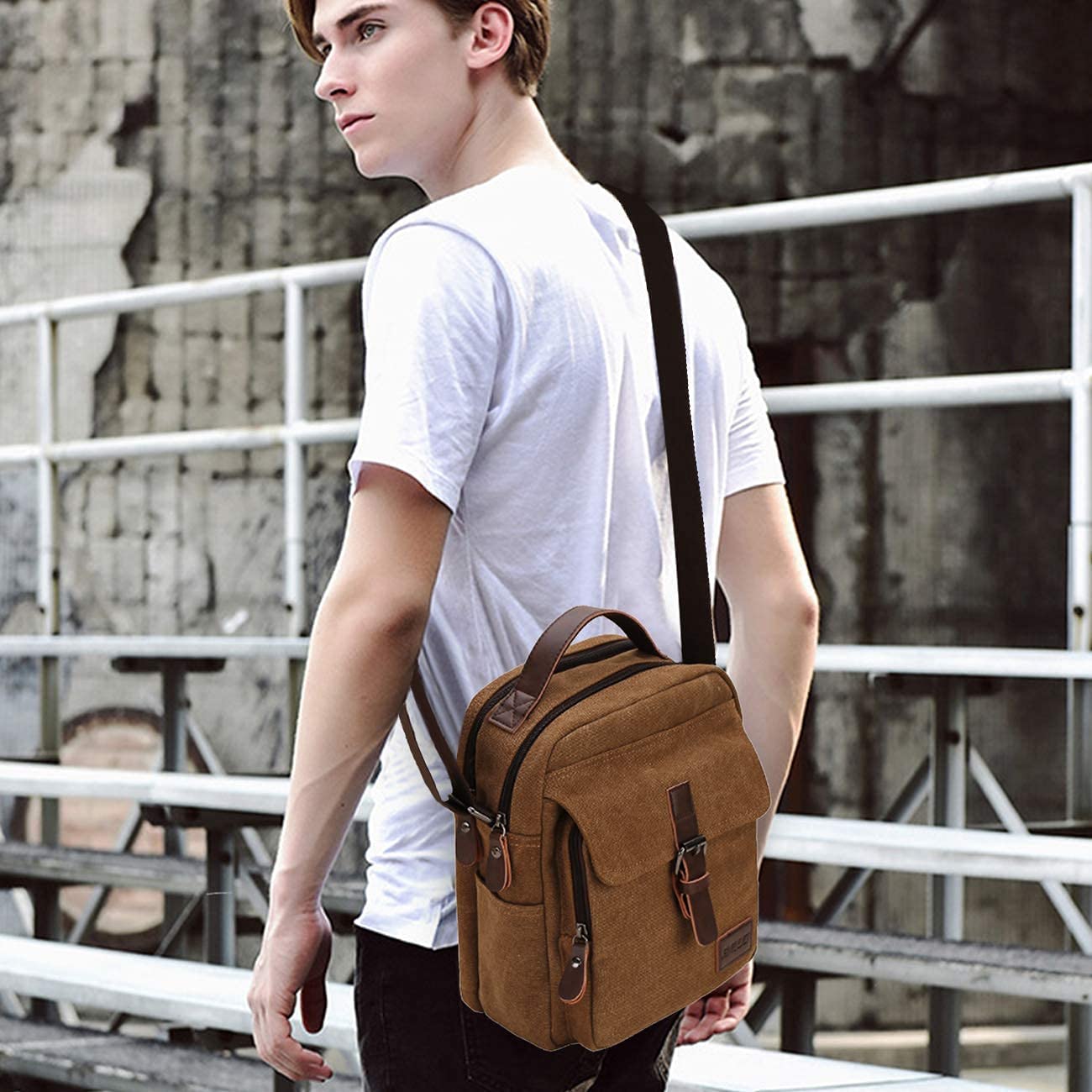 RAVUO Durable Water-Resistant Canvas Messenger Bag for Men - Crossbody Shoulder Bag for Work, Business & Travel - Perfect for Commuting, Office & Daily Use