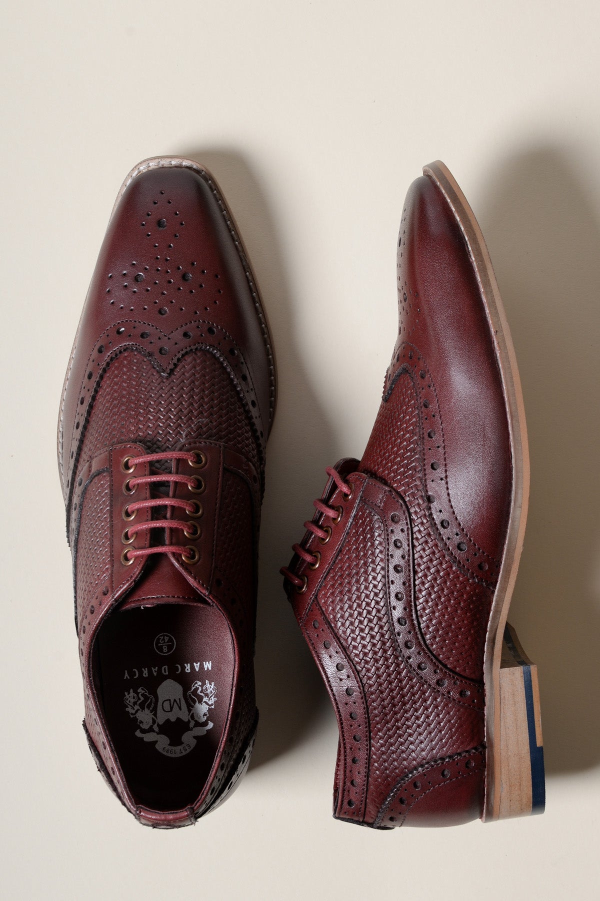 BRANDON Men's Wingtip Brogue Dress Shoes - Genuine Bordeaux & Burgundy Leather Oxfords for Formal & Business Occasions - Perfect for Weddings, Office & Special Events