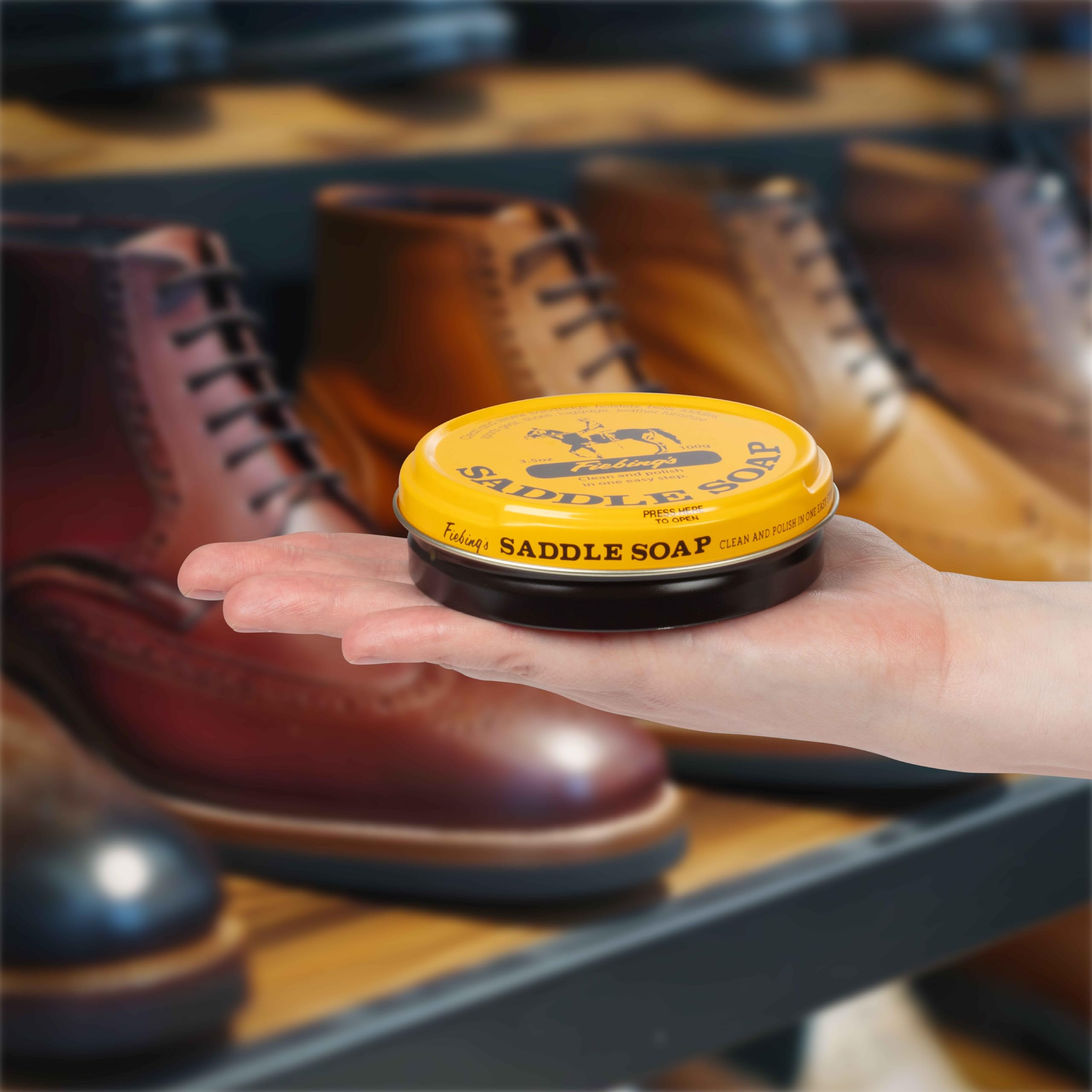 Fiebing's Yellow Saddle Soap (2 Pack, 3.5 oz Each) - Leather Cleaner & Conditioner to Soften, Protect & Restore - Ideal for Leathercraft, Car Seats, Couches, Shoes, Purses, Boots & Bags - Perfect for Leather Maintenance & Restoration Projects