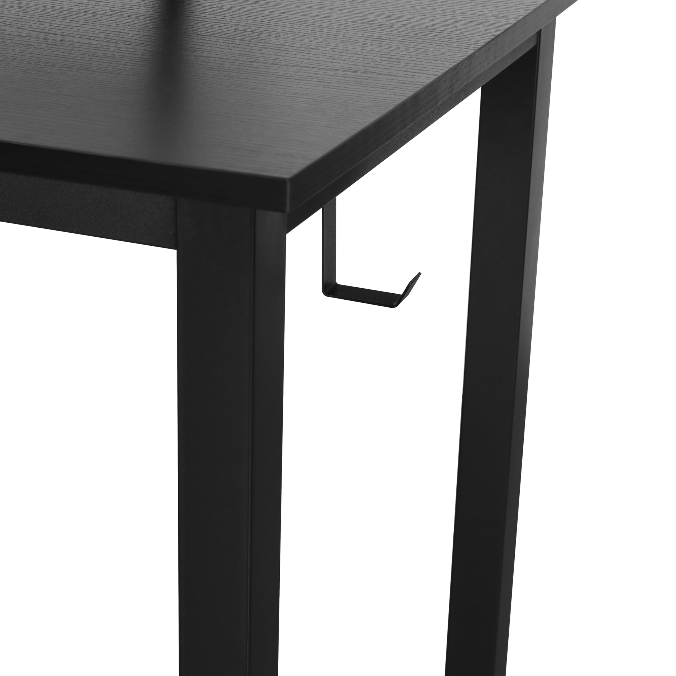 Techni Mobili Industrial Minimalist Writing Desk - Adjustable Storage Shelf & Accessory Holder - Engineered Wood & Powder Coated Steel Frame Computer Study Desk - Perfect for Home Office, Small Spaces & Modern Workspaces (Black)