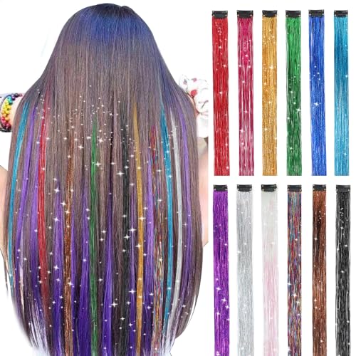 12 colors 12 packs Clip In Hair Tinsel
