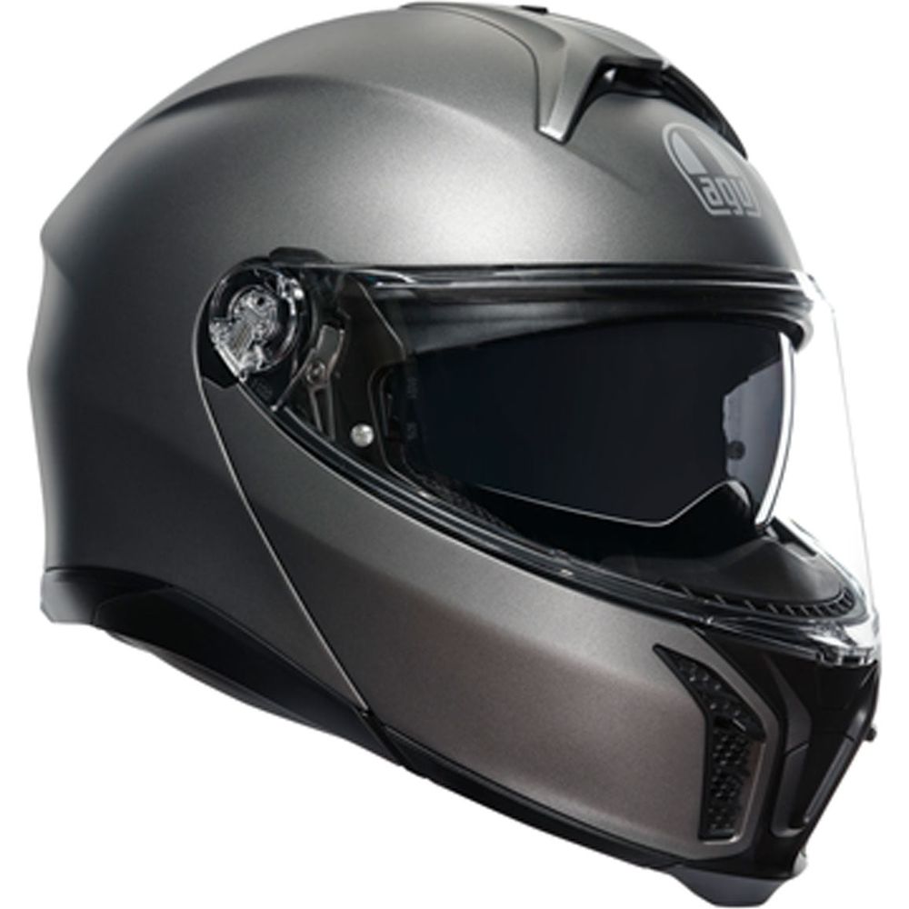 AGV Tourmodular Solid Luna Grey Motorcycle Helmet - Lightweight & Comfortable Full Face Helmet for Men & Women - Perfect for Street Riding, Commuting & Long Distance Tours